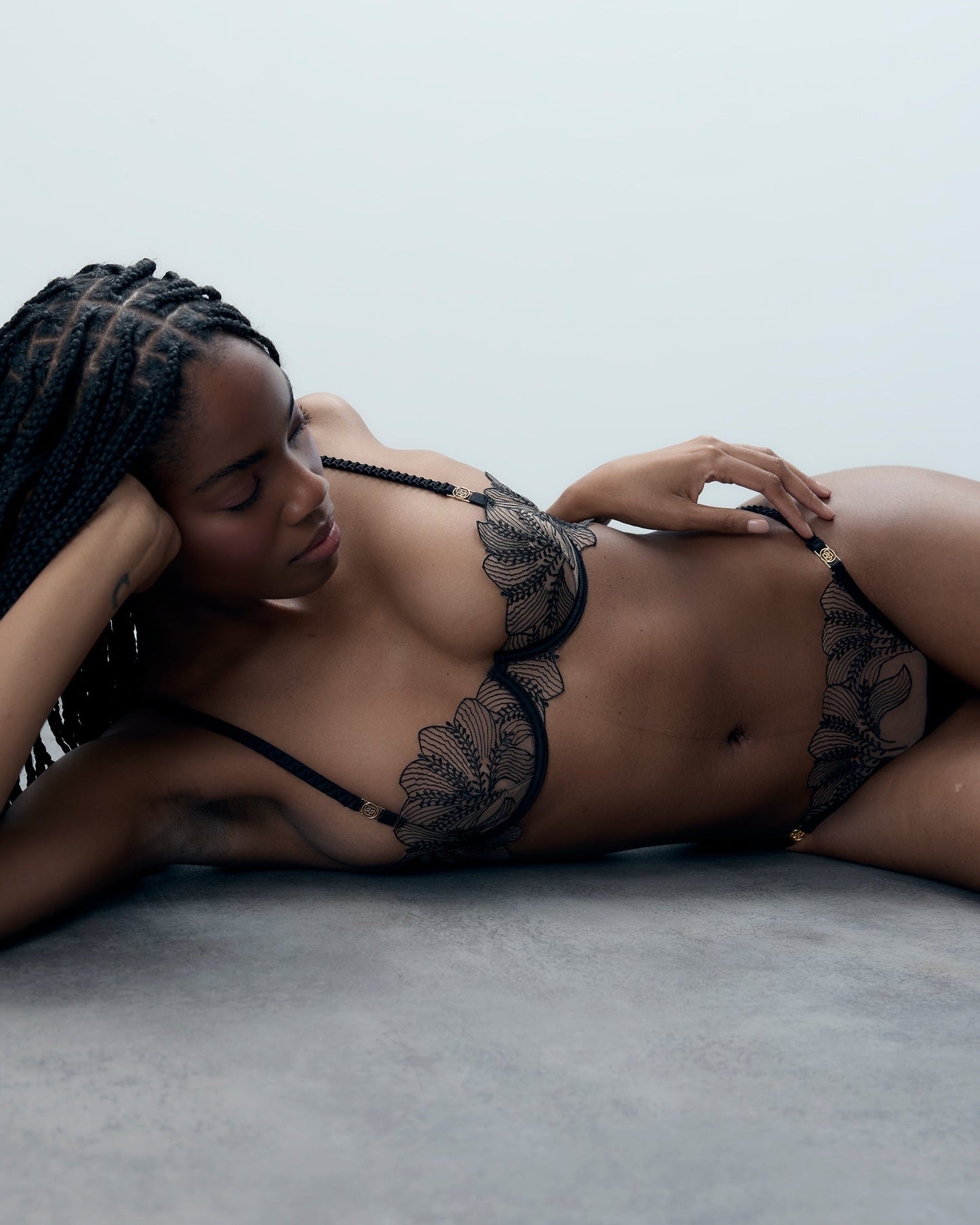  Sadiya Emroidered Sheer Bra Black