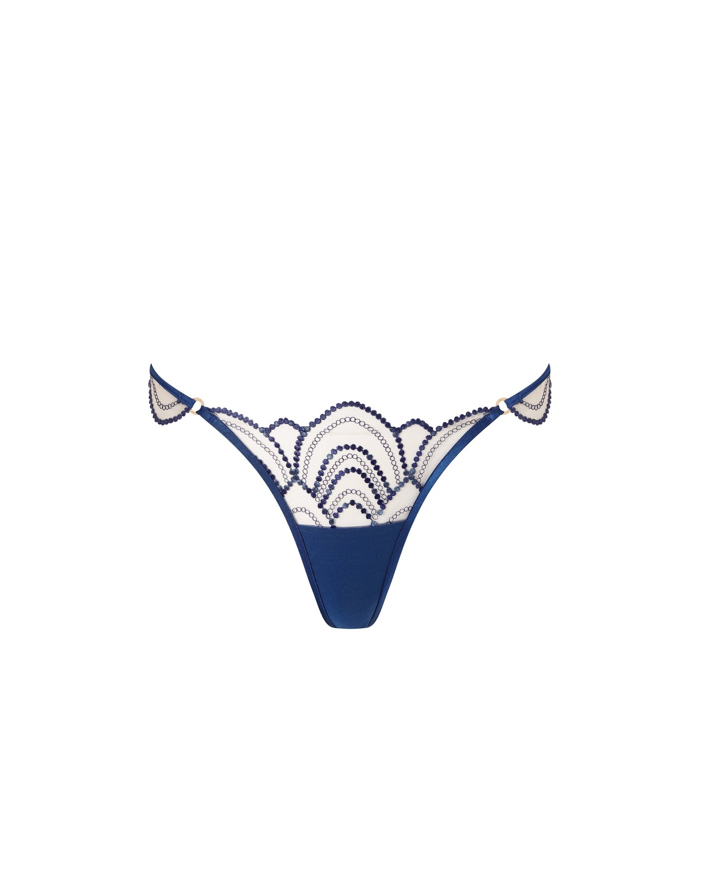  Soraya Embroidered Sheer Thong Blue