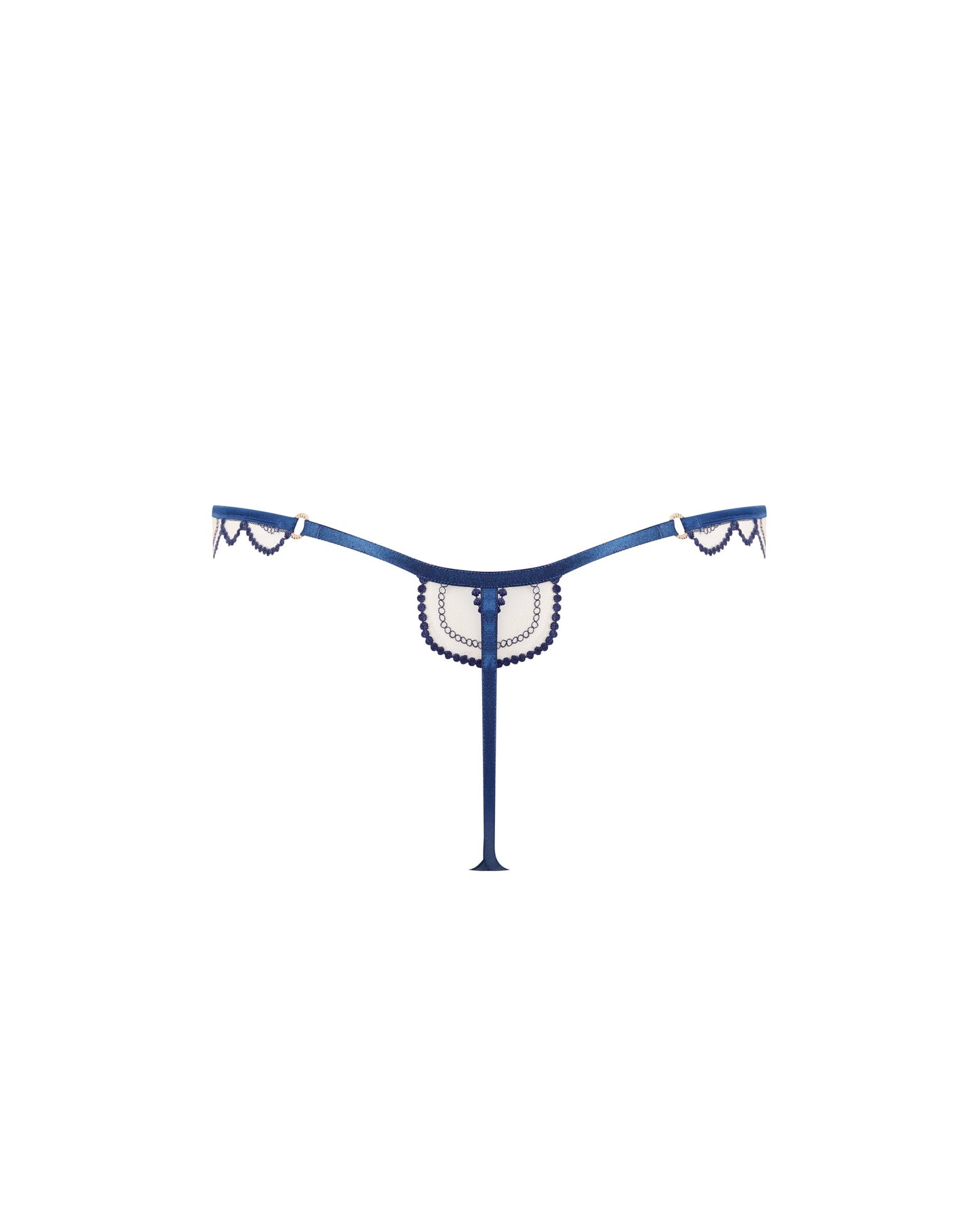  Soraya Embroidered Sheer Thong Blue