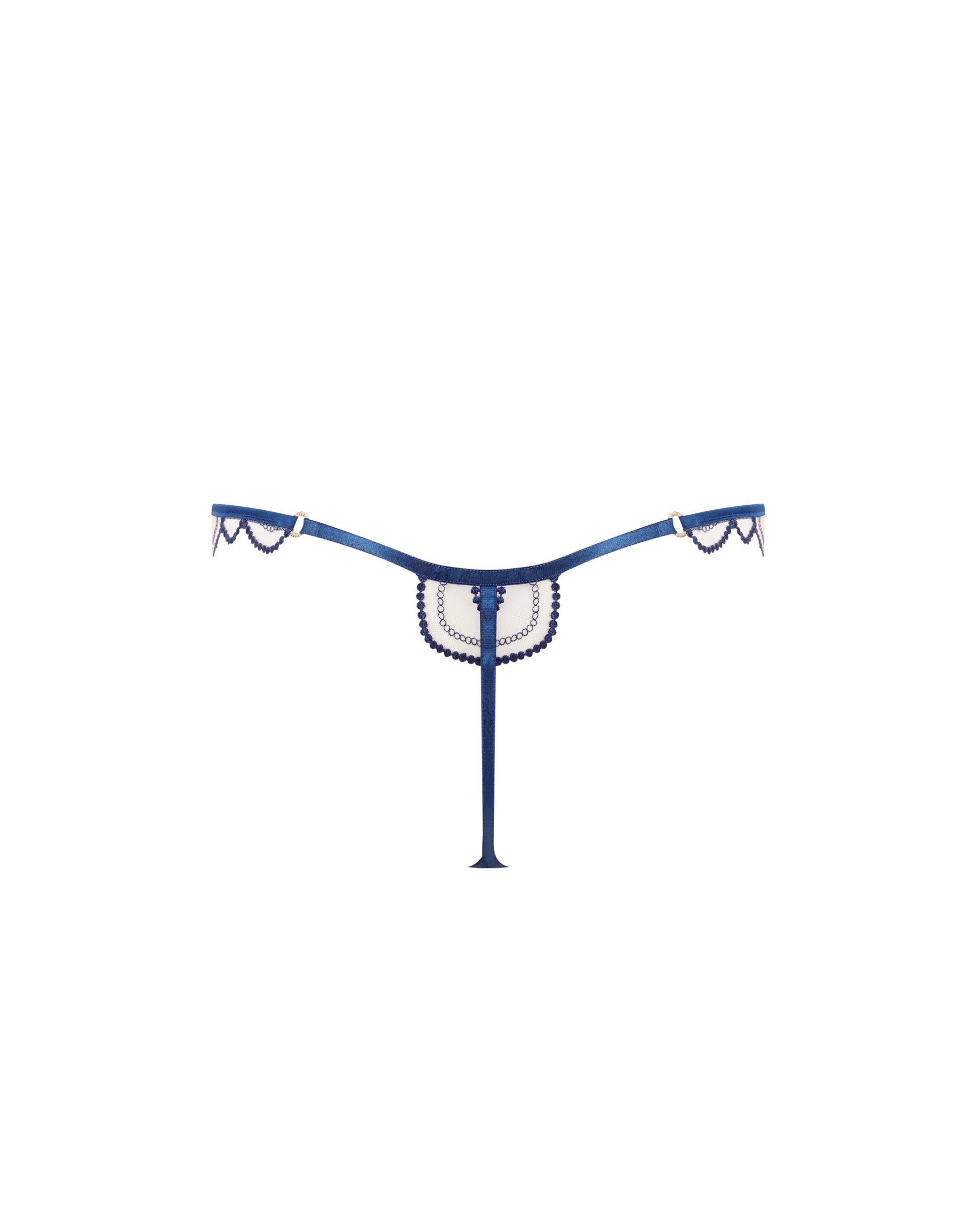  Soraya Embroidered Sheer Thong Blue