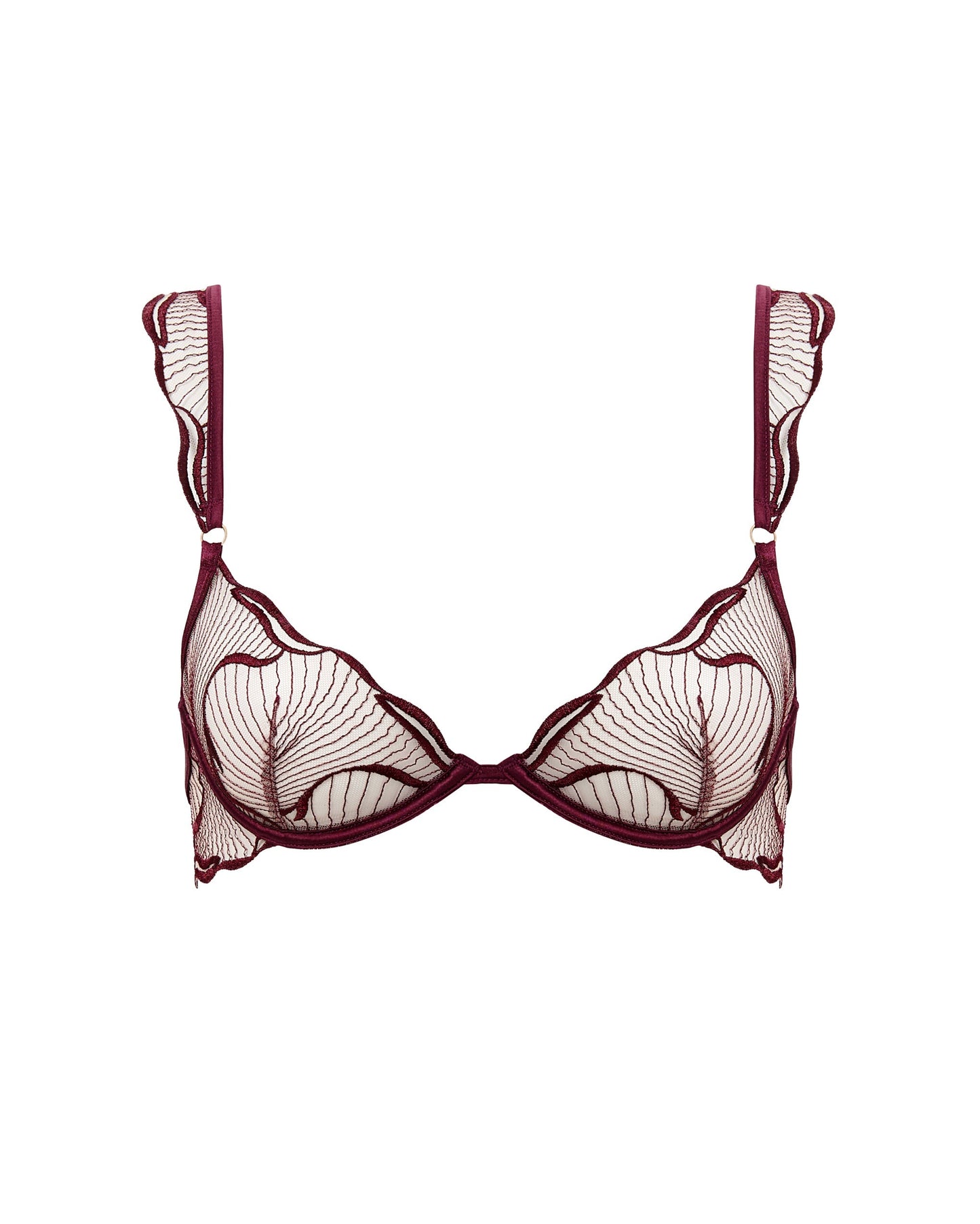  Marabel Embroidered Sheer Bra Cherry