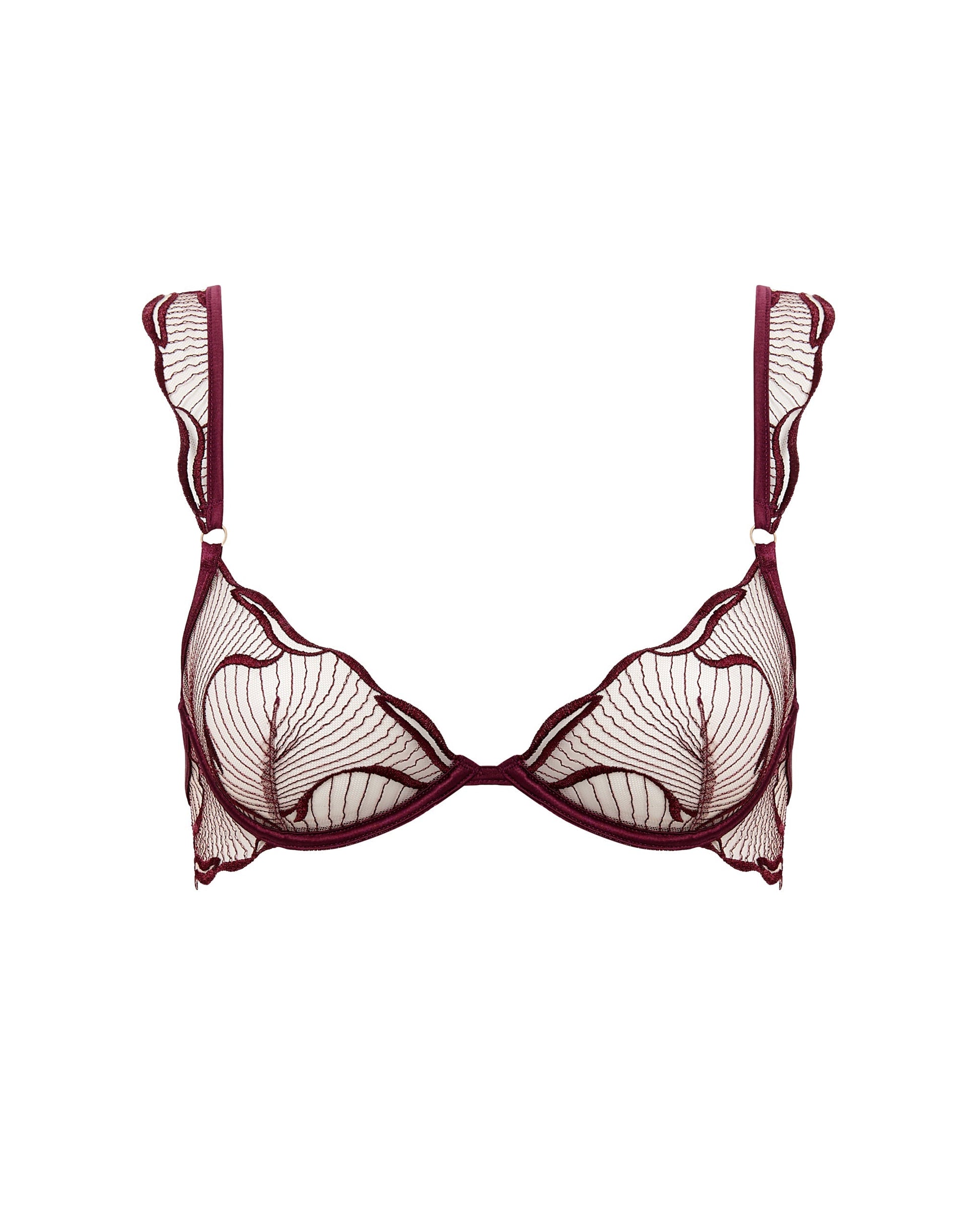  Marabel Embroidered Sheer Bra Cherry