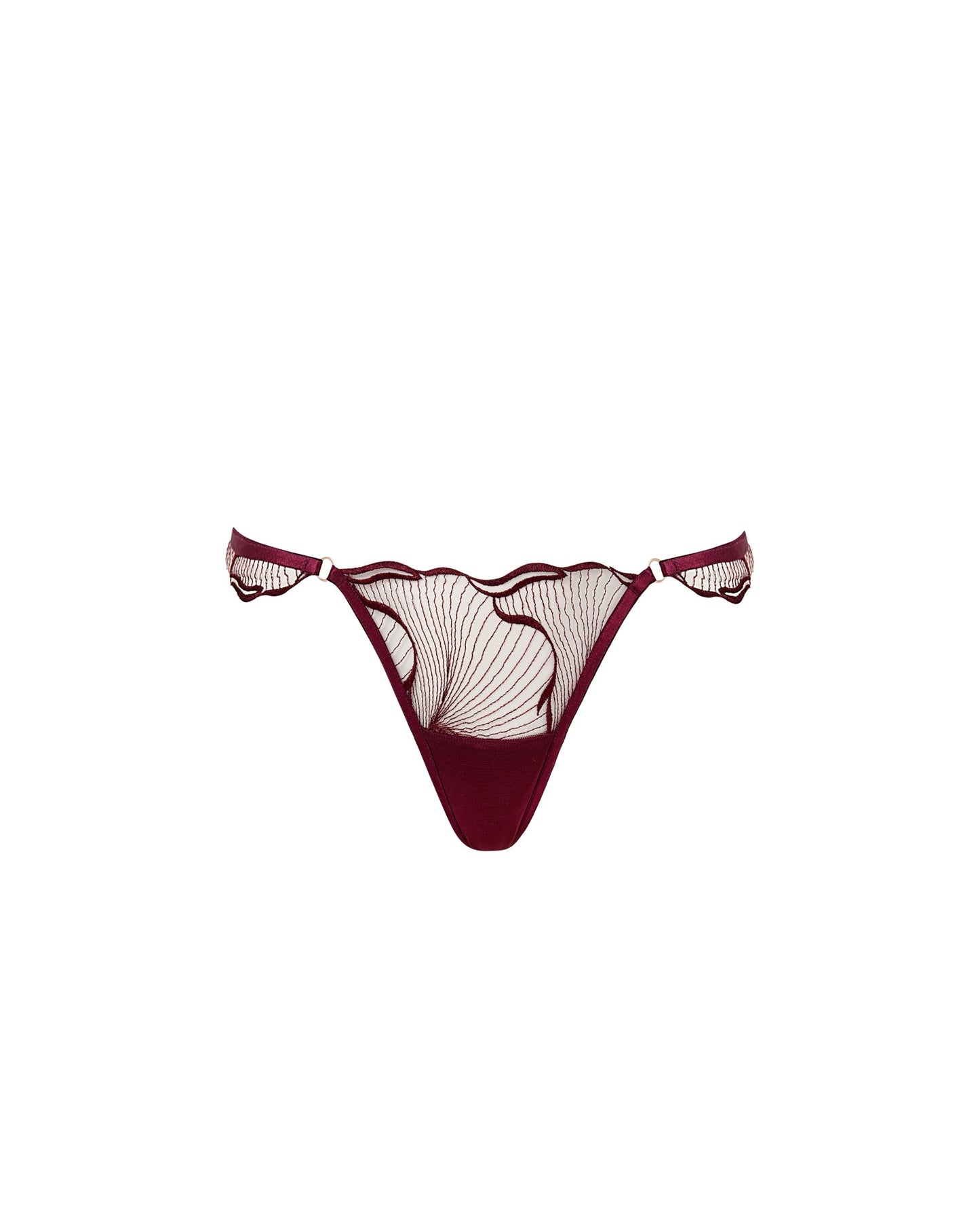  Marabel Embroidered Sheer Thong Cherry