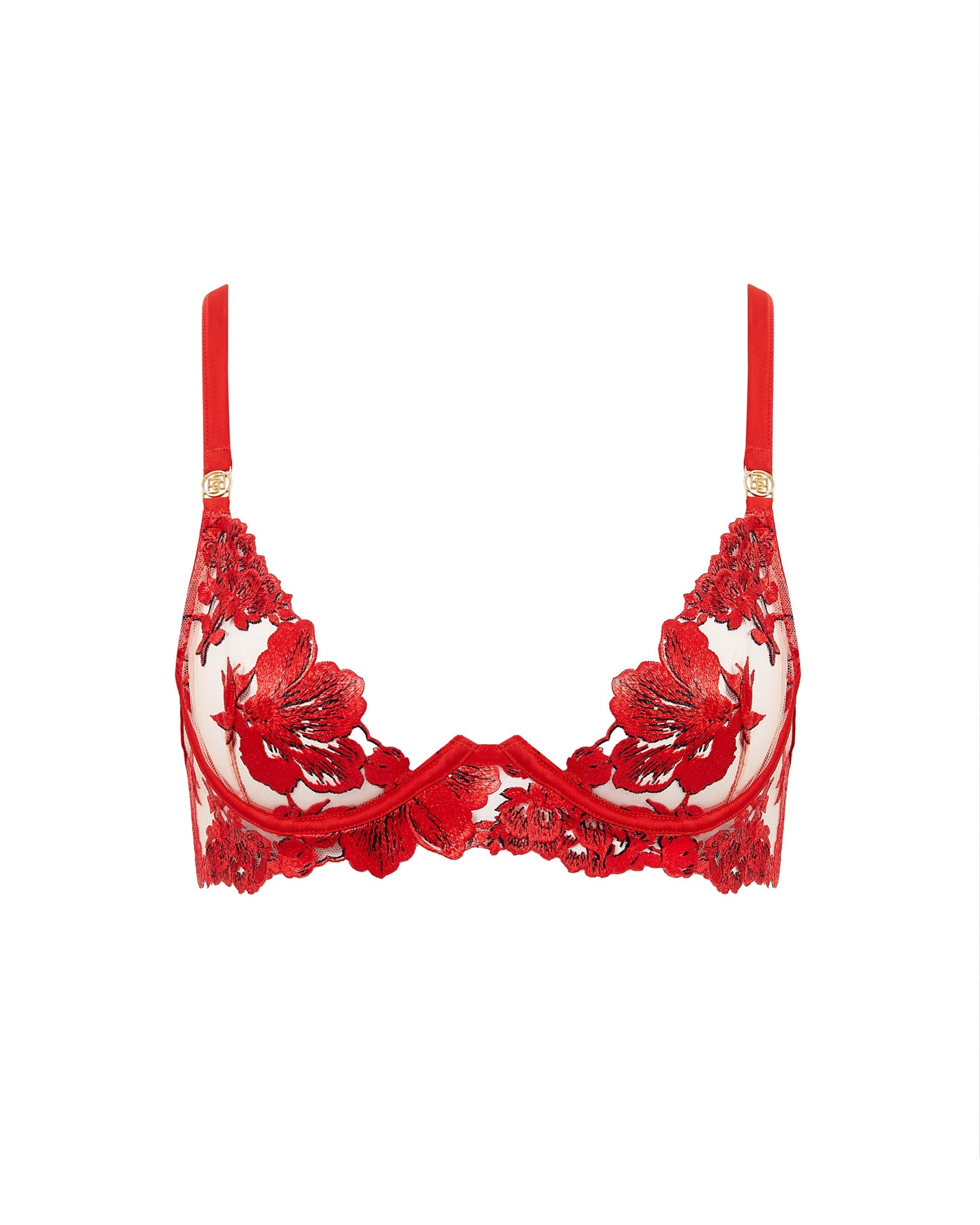  Lavanya Embroidered Longline Bra Red