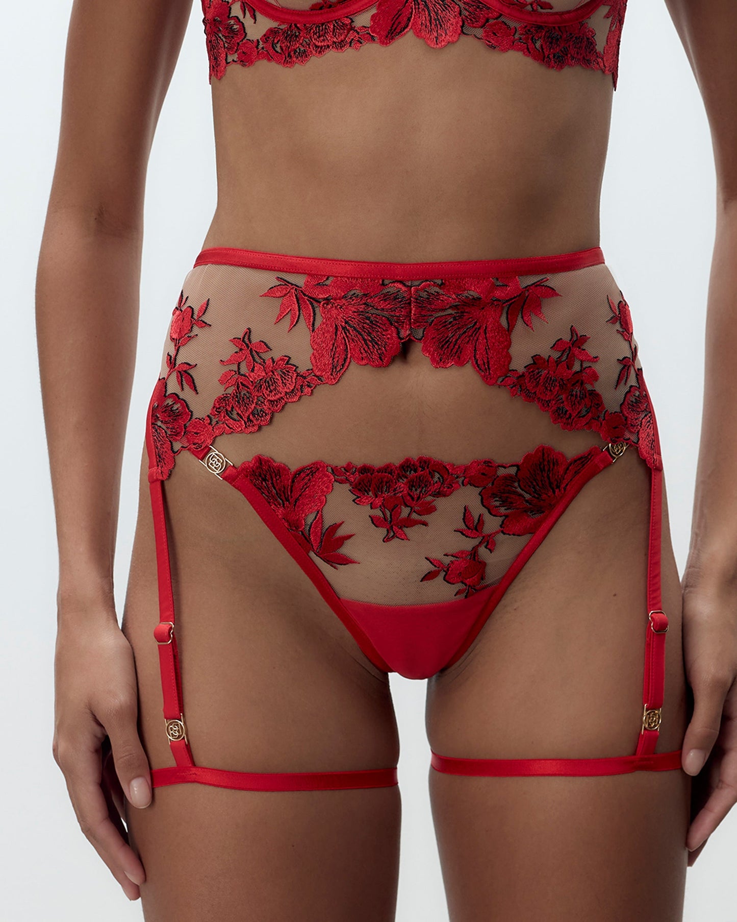  Lavanya Garter Belt Thigh Harness Red