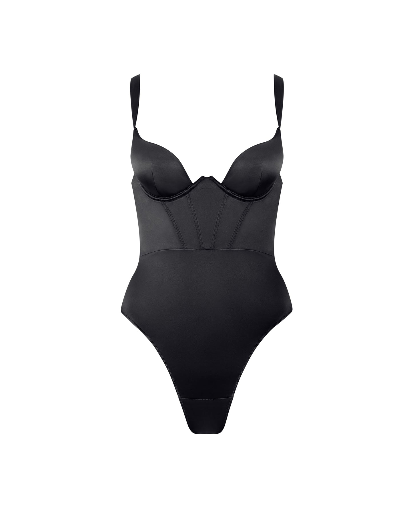  Verona Satin Push Up Bodysuit Black