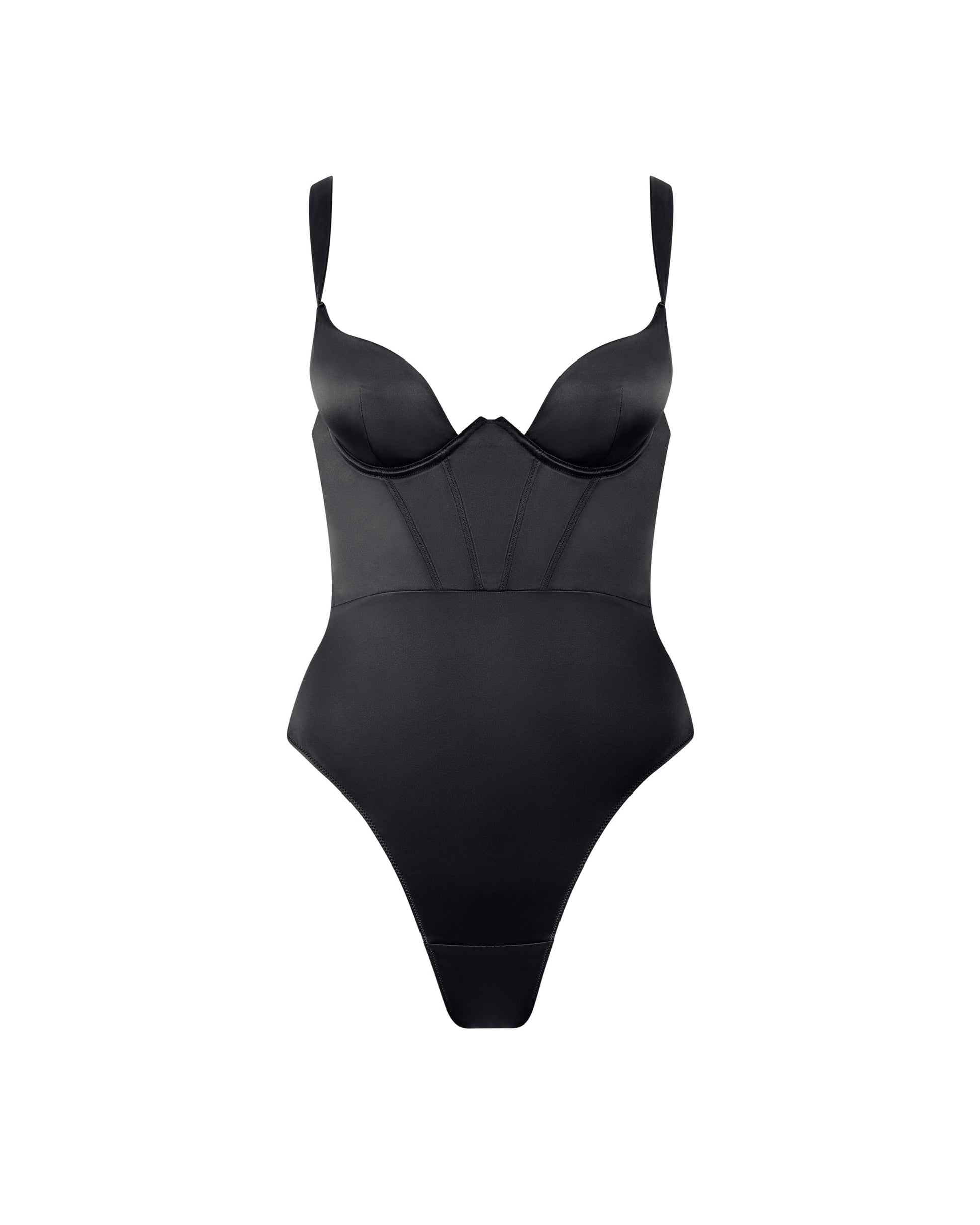  Verona Satin Push Up Bodysuit Black