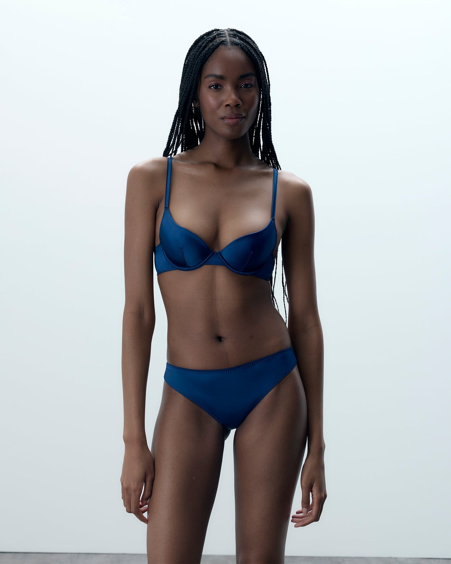 Verona Satin Push Up Bra Navy