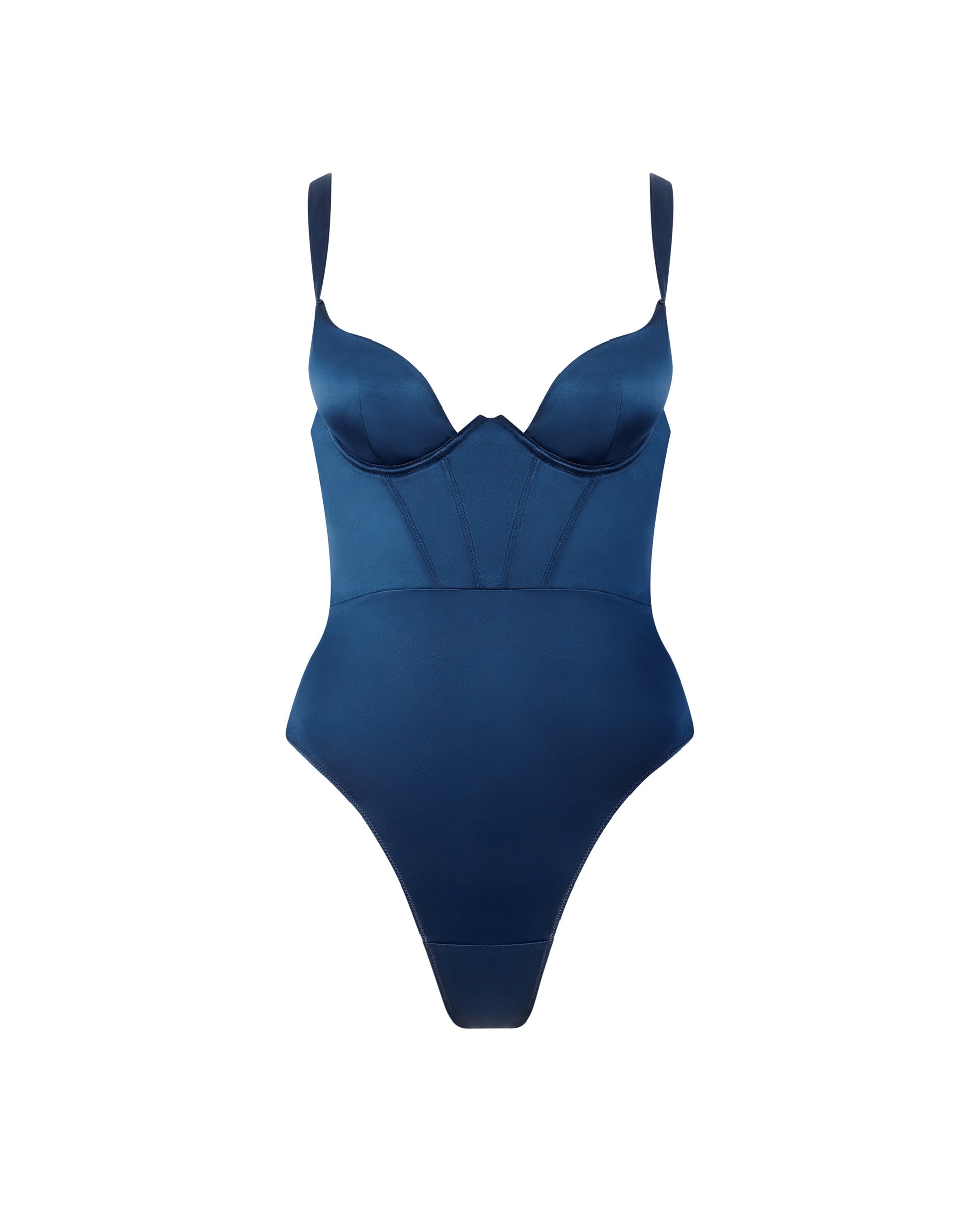  Verona Satin Push Up Bodysuit Navy