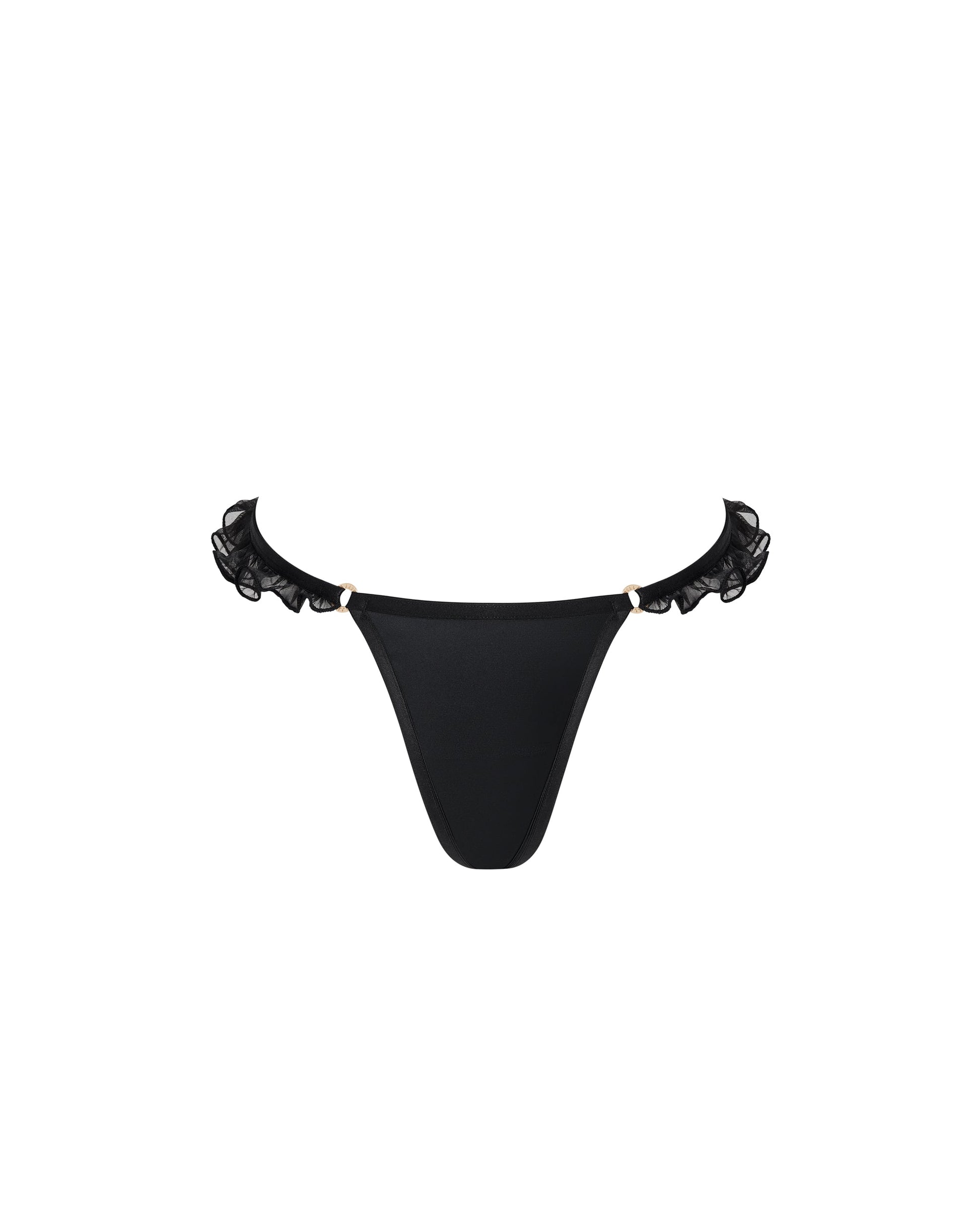 Venus Satin Thong Black