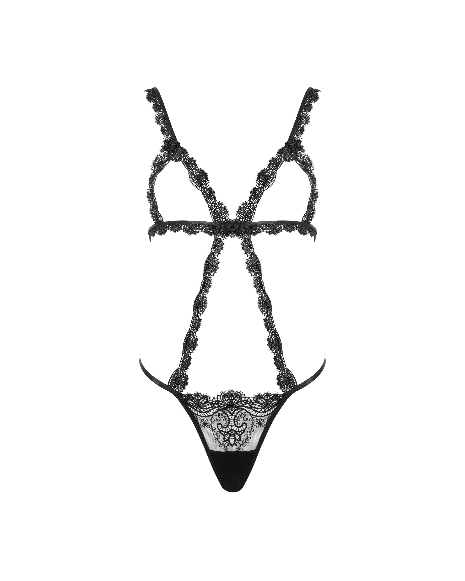 Arella Open Bodysuit Black