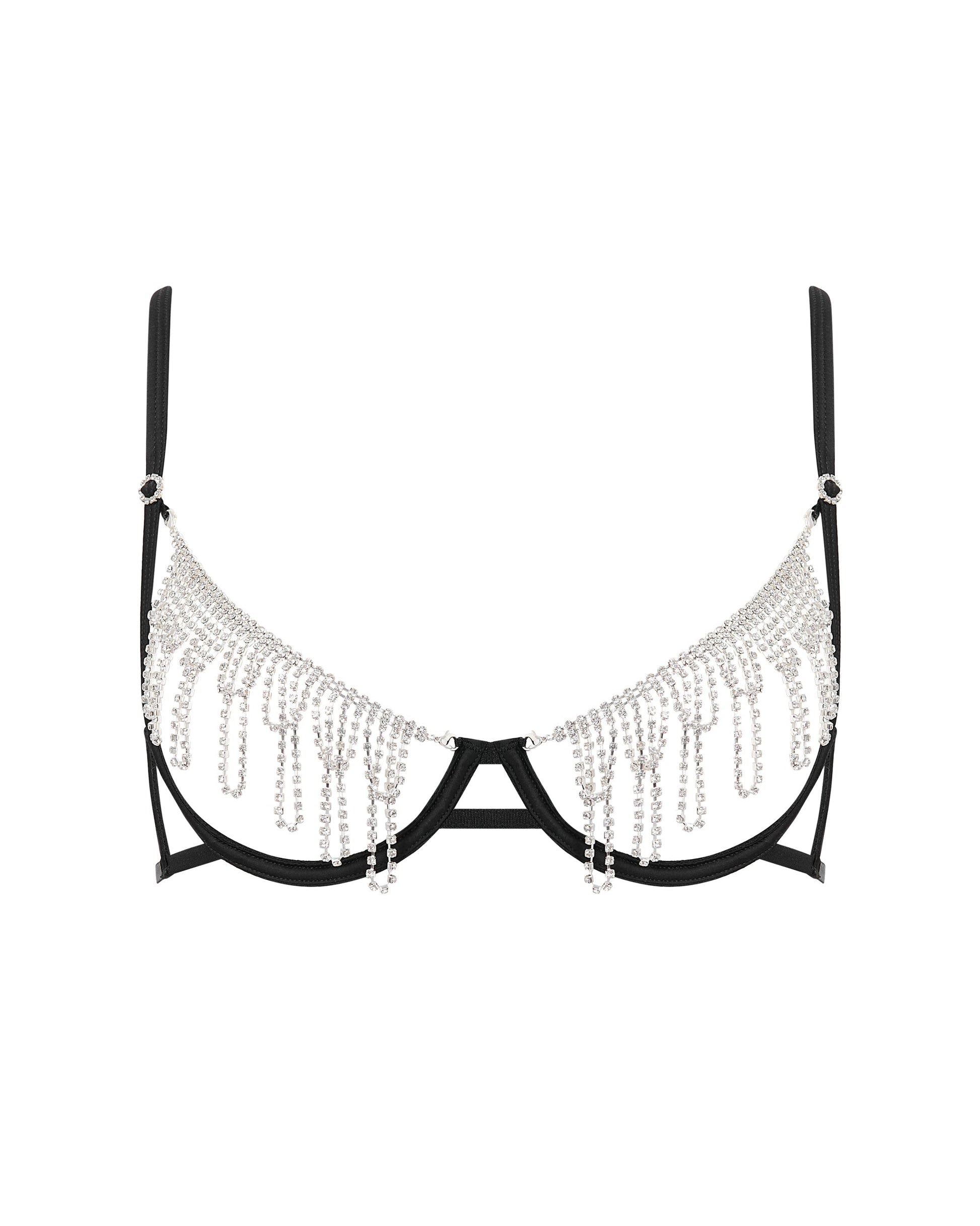  Estelle Open Diamante Bra Black/Silver