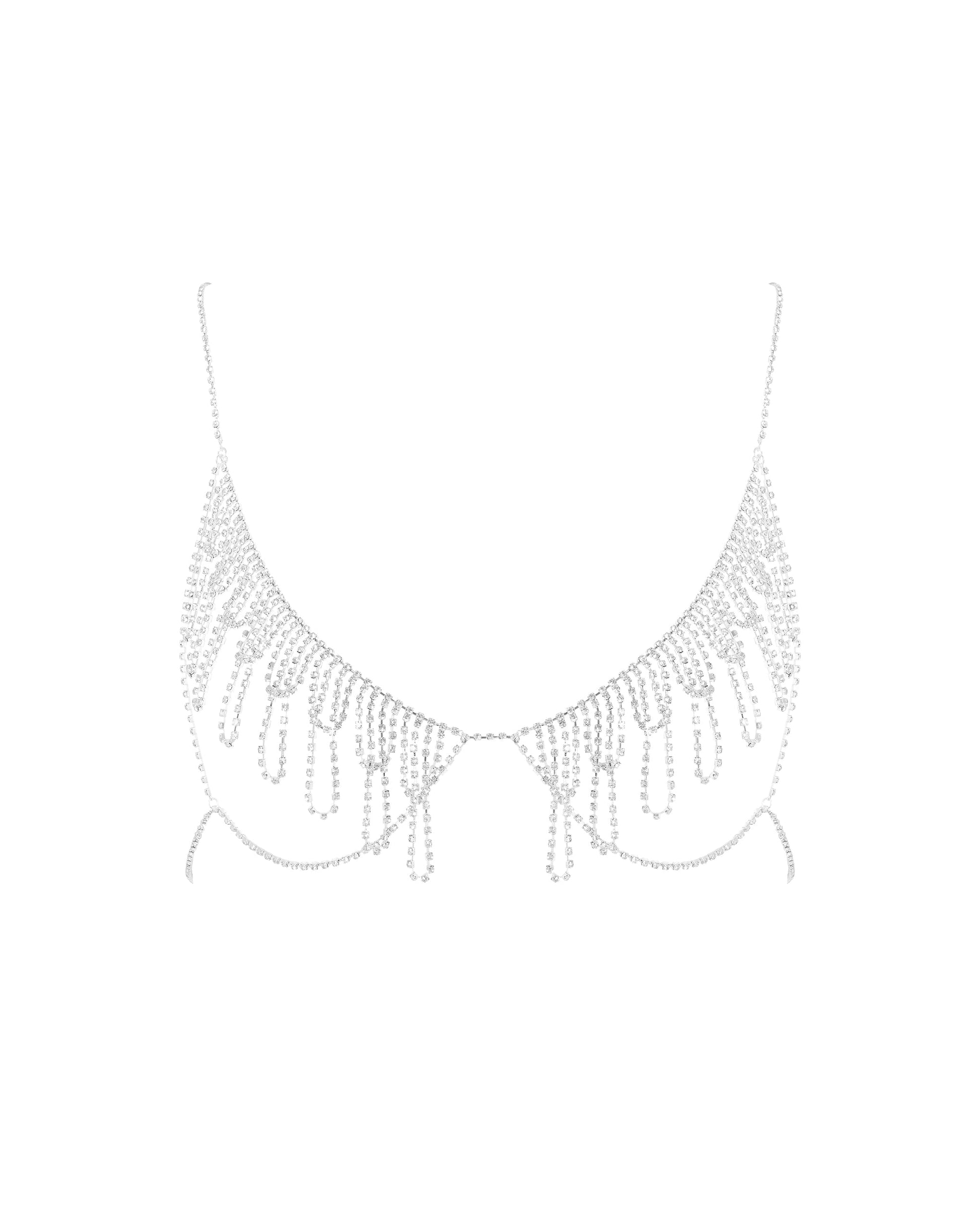  Estelle Open Diamante Bra Silver