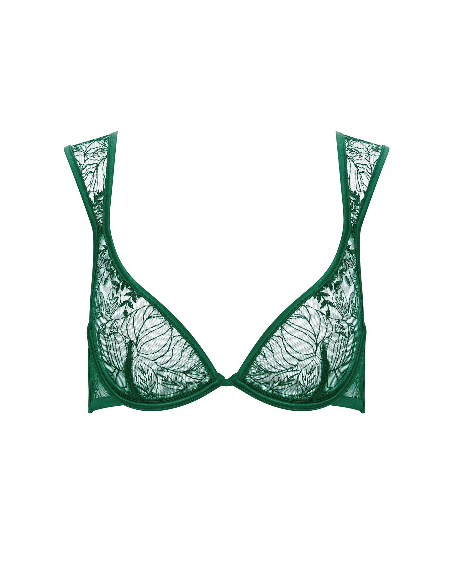  Seraphim Embroidered Sheer Bra Green