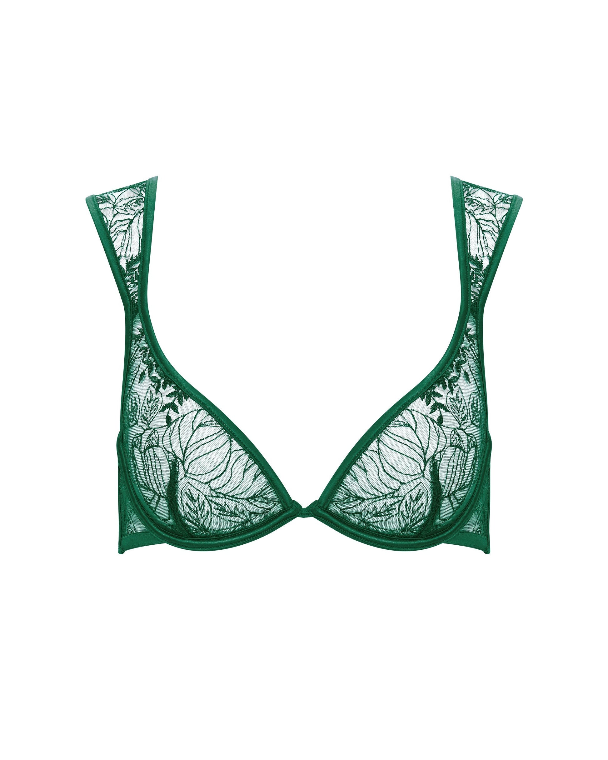 Seraphim Embroidered Sheer Bra Green