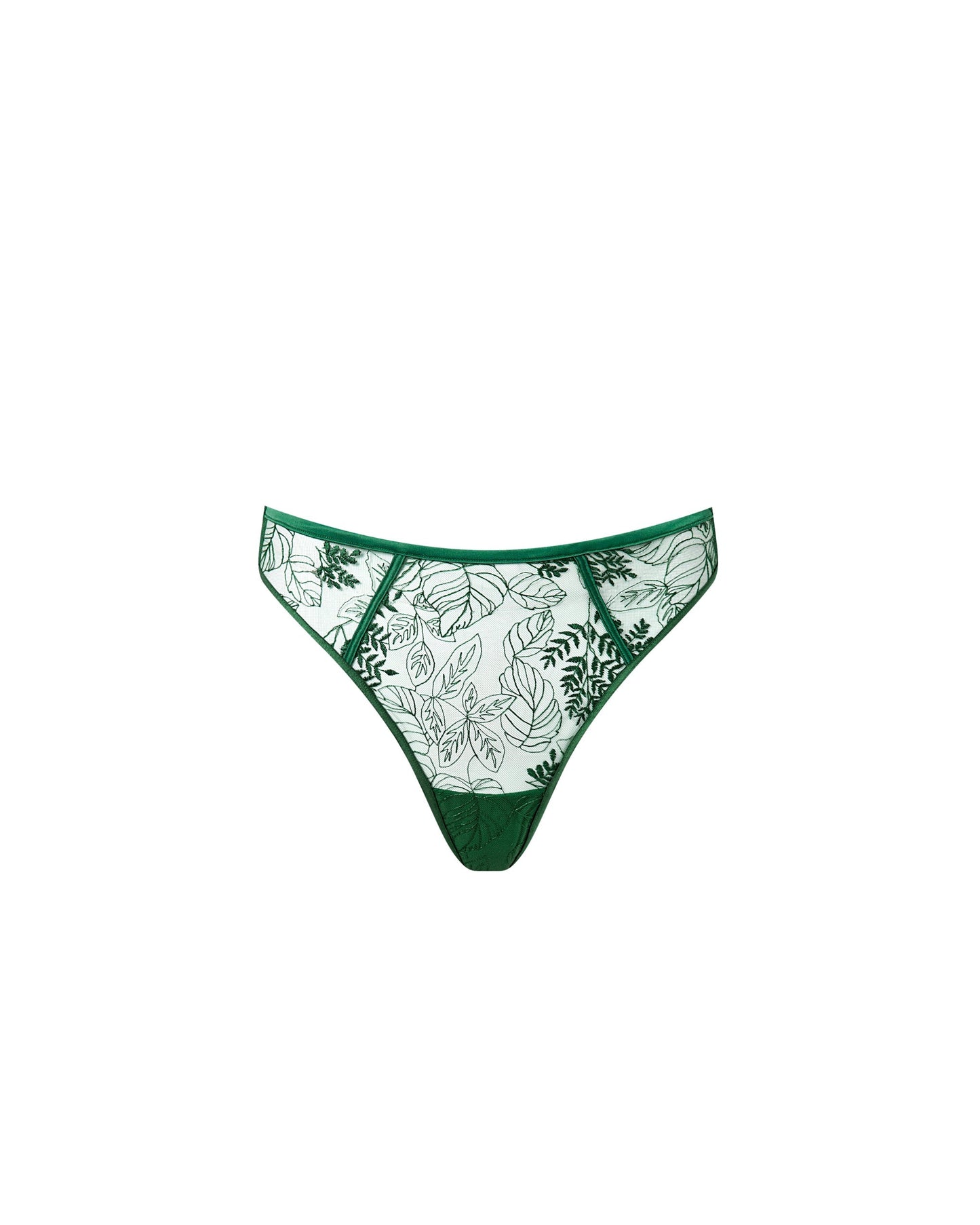  Seraphim Sheer High-Waist Thong Green