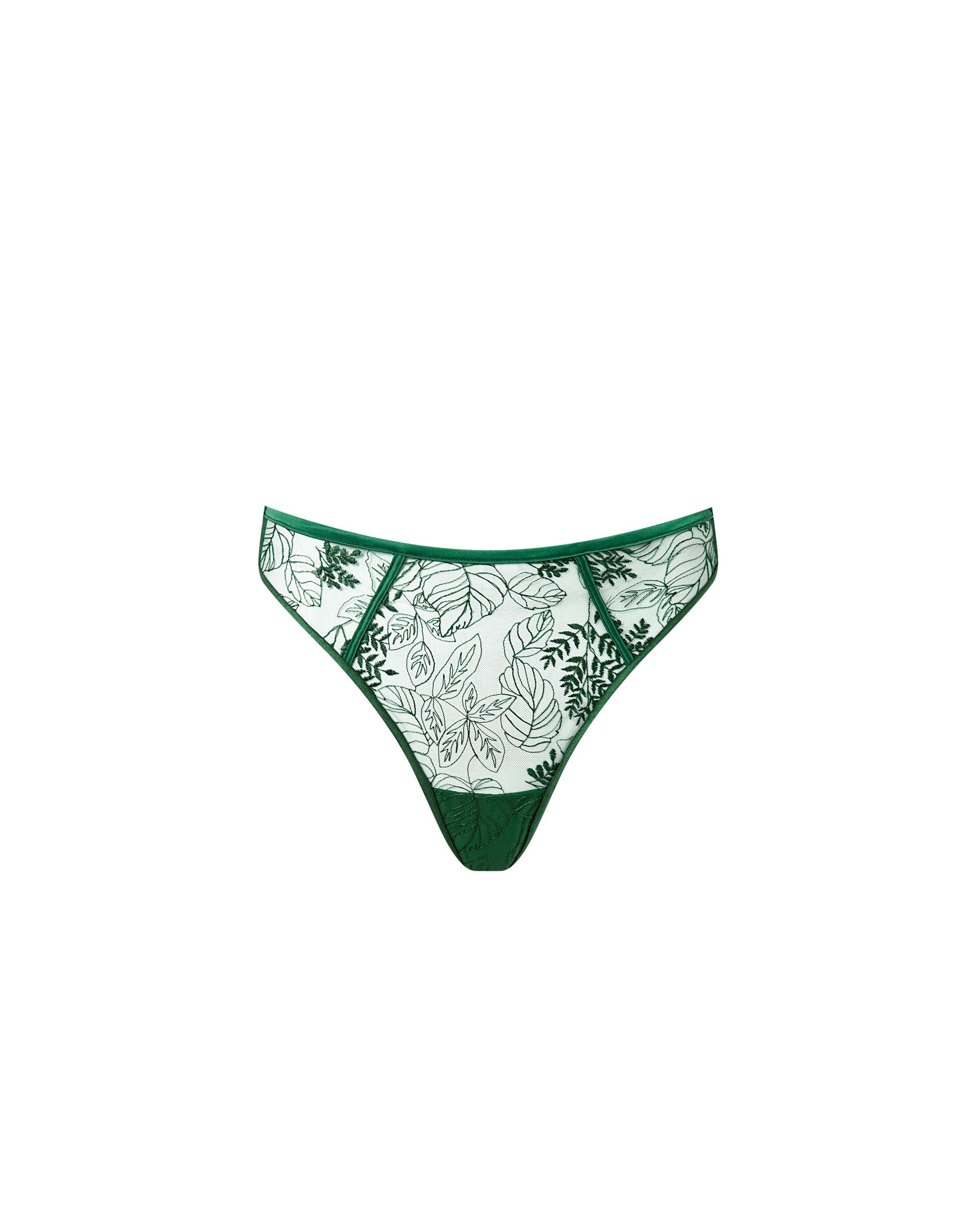  Seraphim Sheer High-Waist Thong Green
