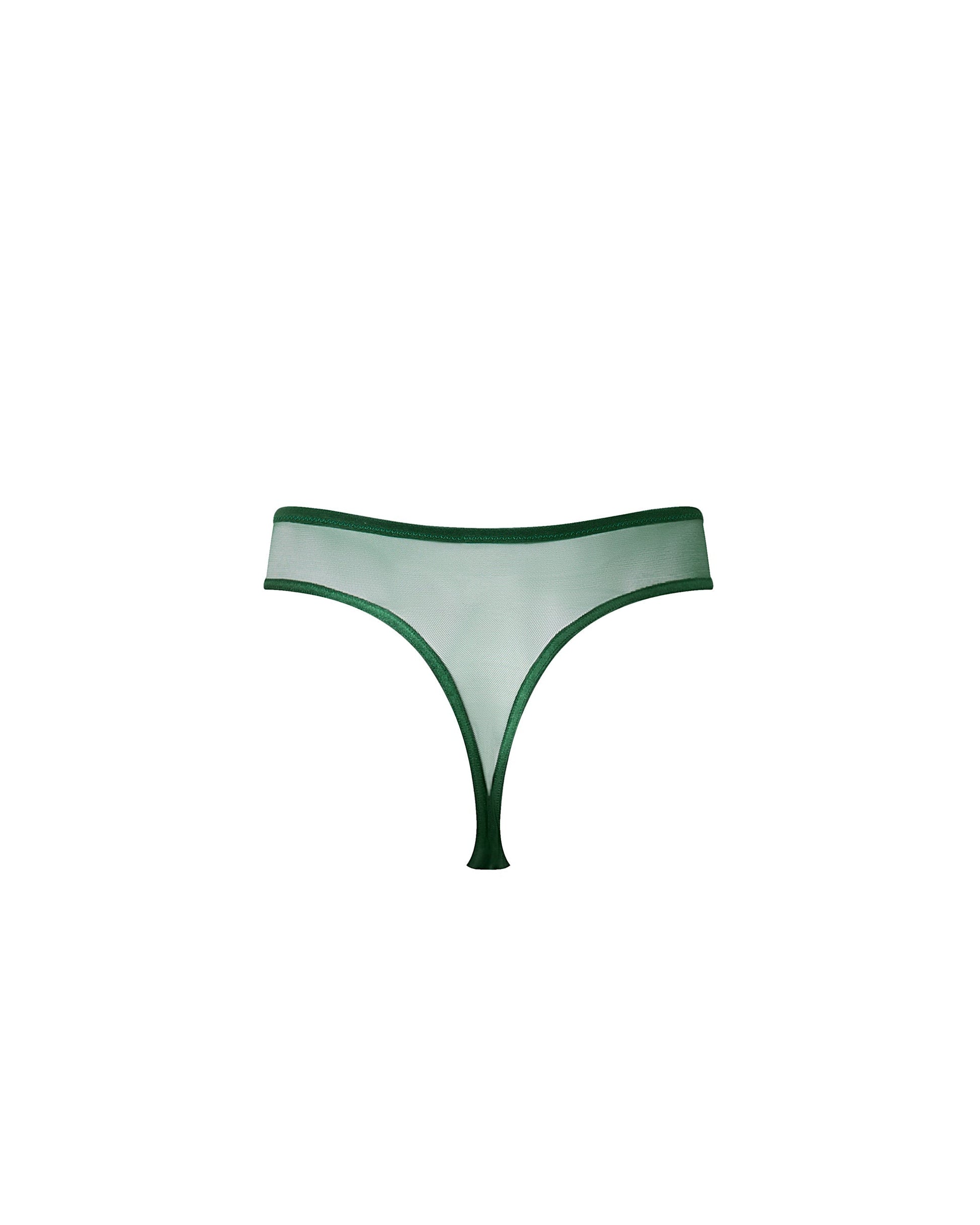  Seraphim Sheer High-Waist Thong Green