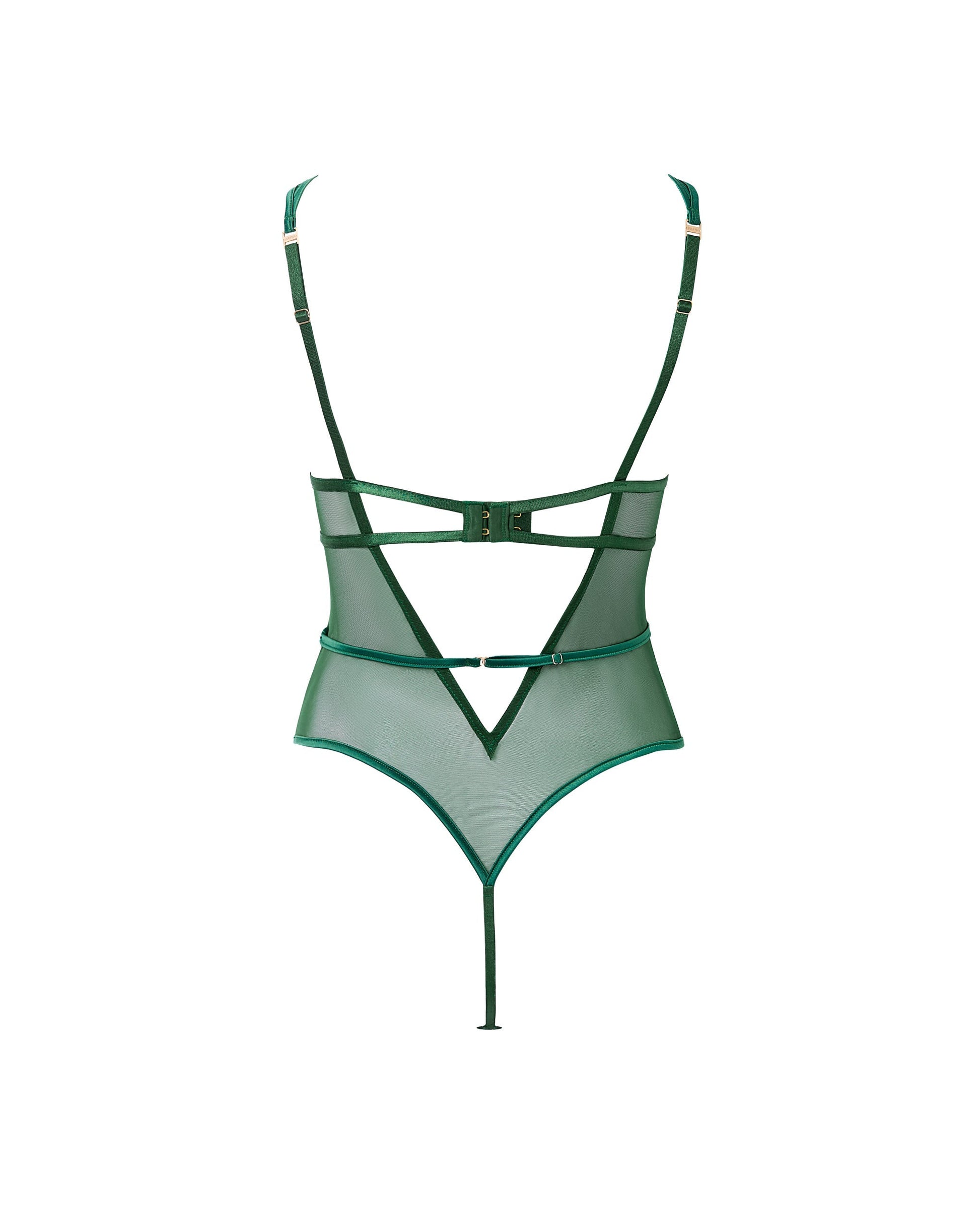  Seraphim Embroidered Sheer Bodysuit Green