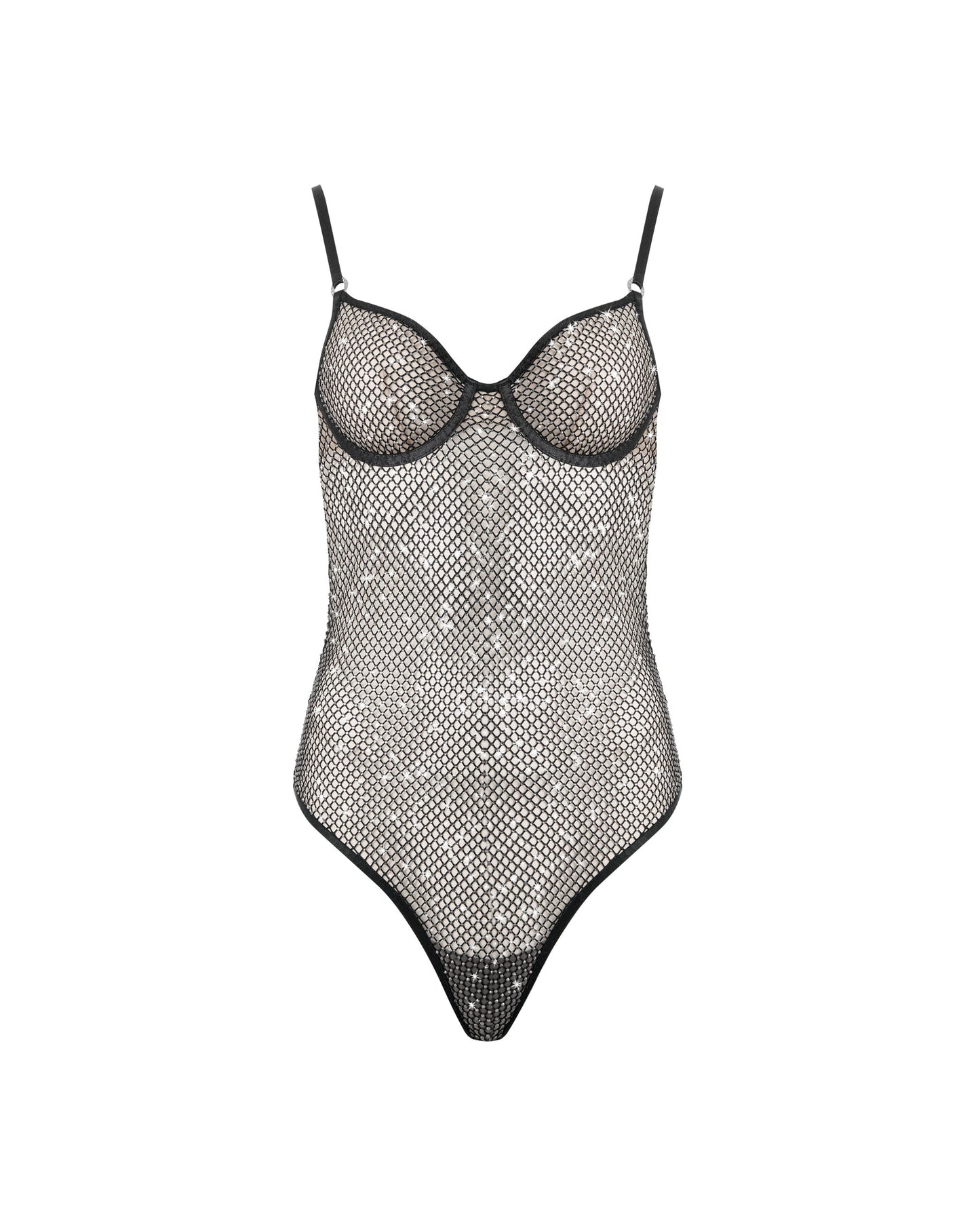  Noor Sheer Mesh Bodysuit Black