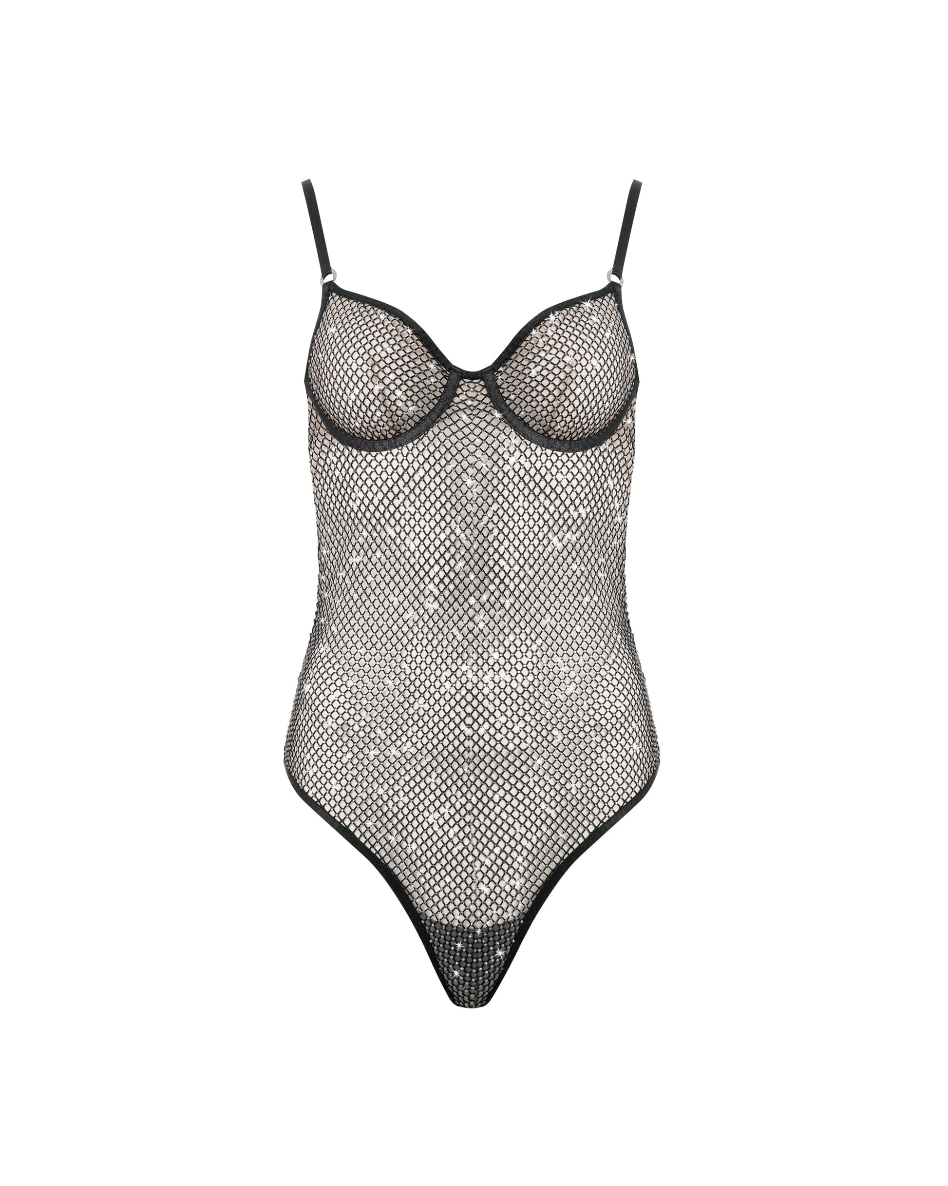  Noor Sheer Mesh Bodysuit Black
