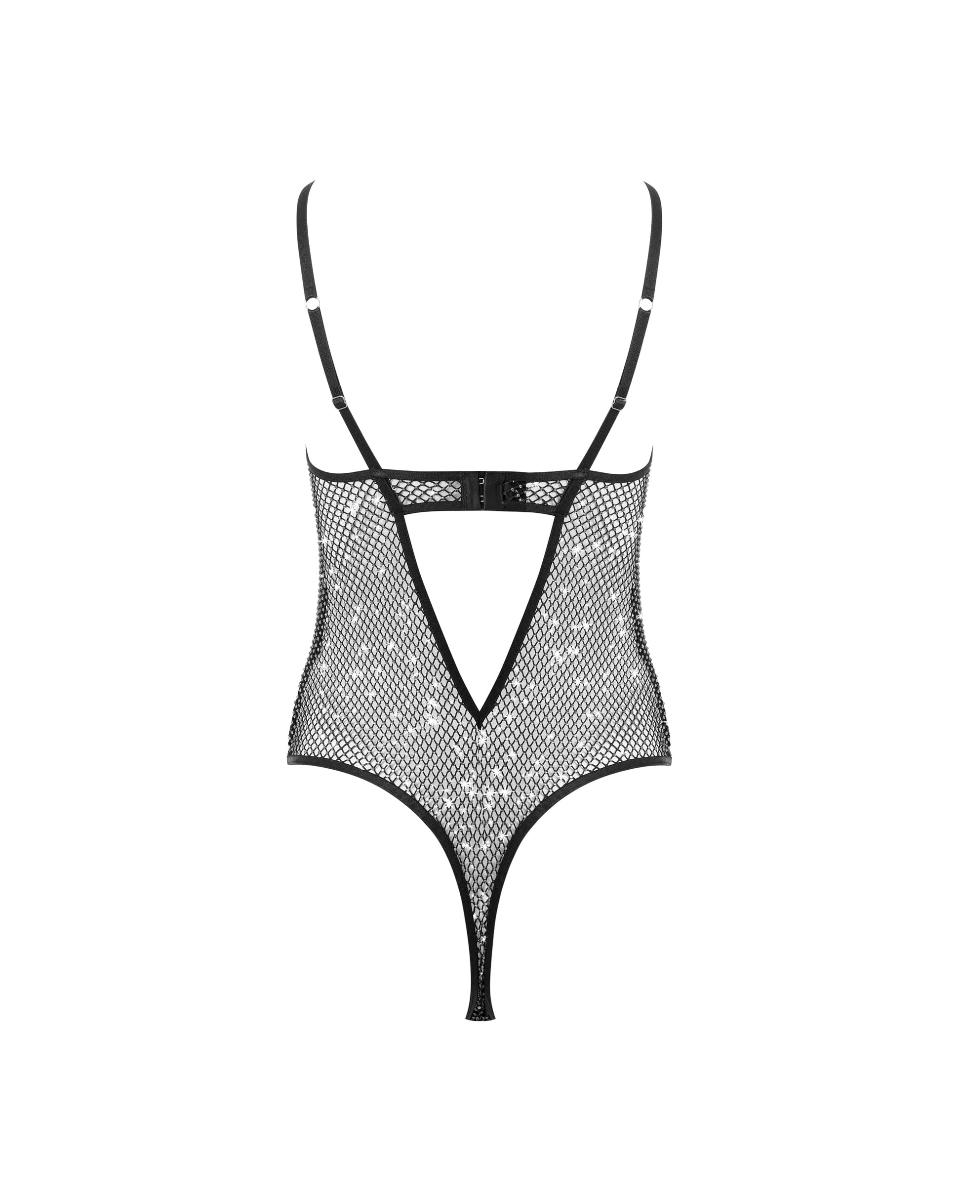  Noor Sheer Mesh Bodysuit Black