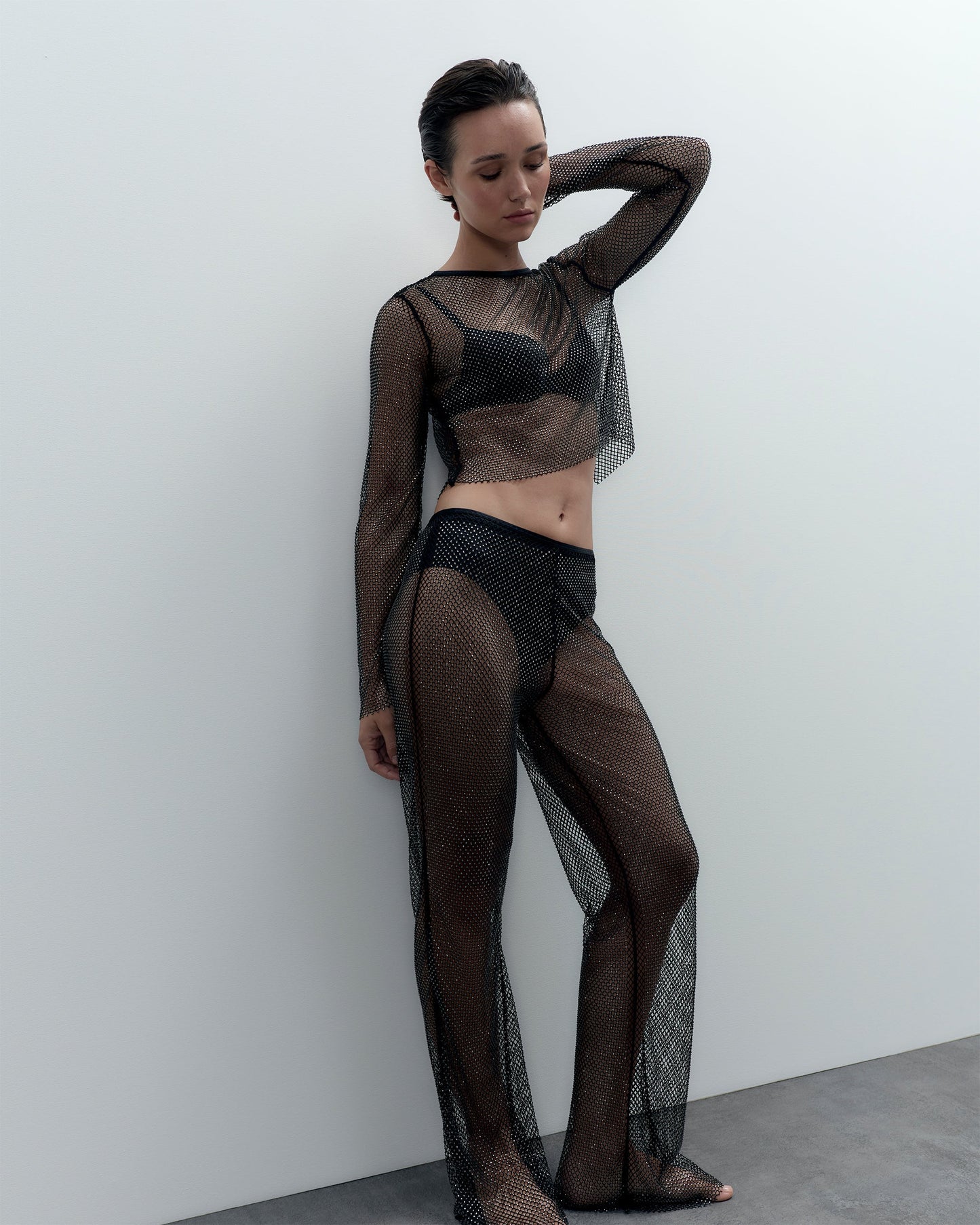  Noor Sheer Mesh Trousers Black