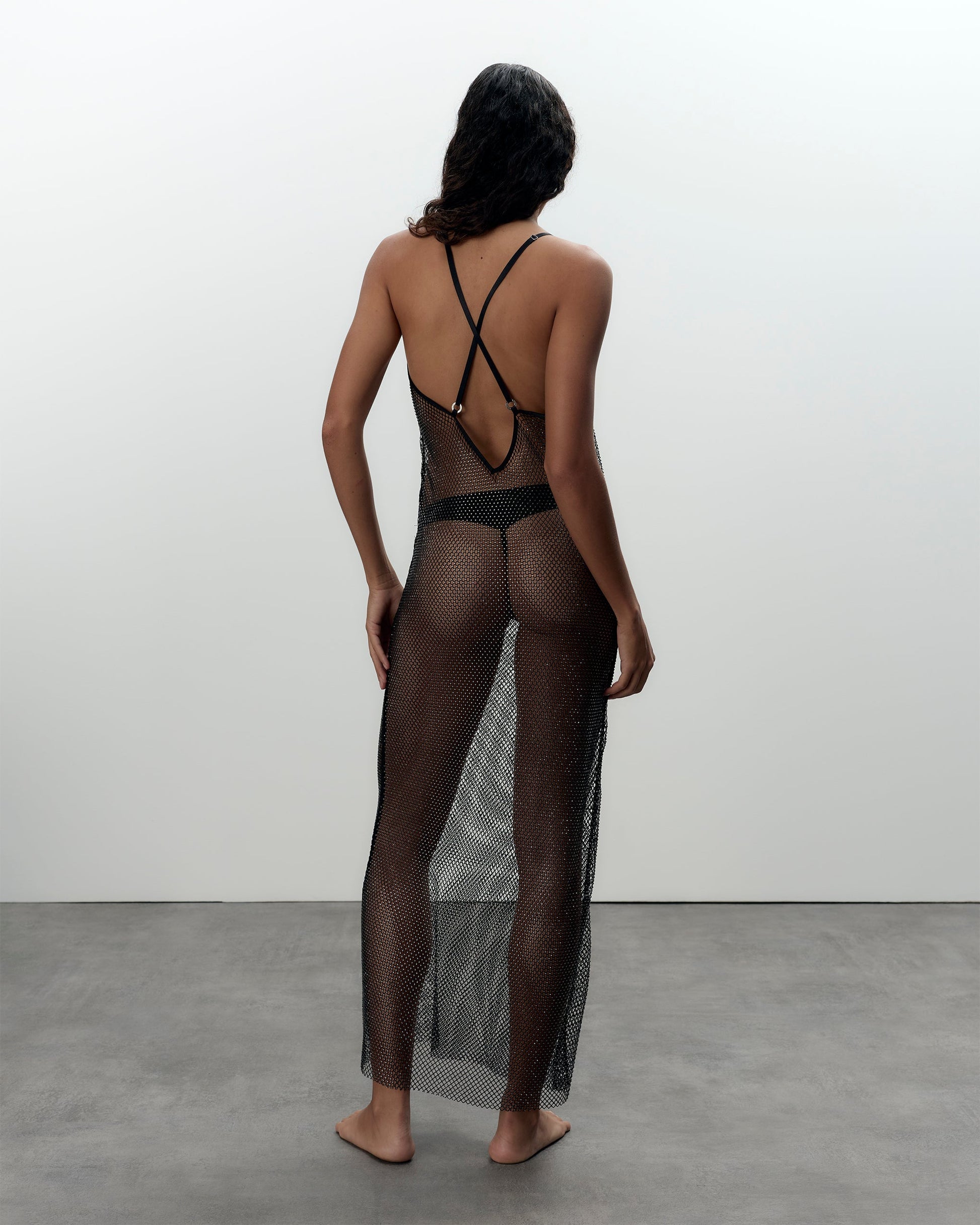  Noor Sheer Mesh Chemise Black