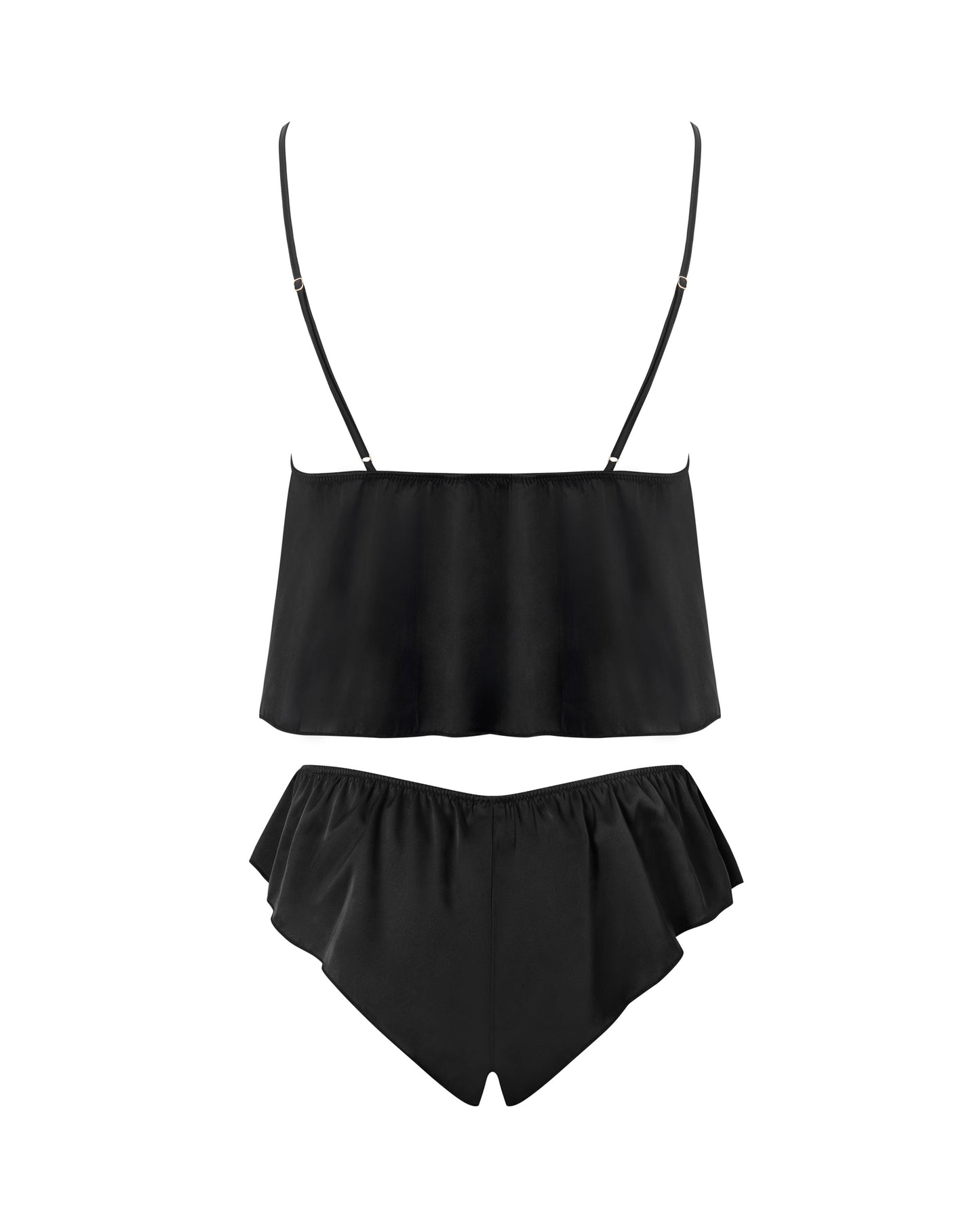  Sadiya Satin Sheer Cami And Short Set Black