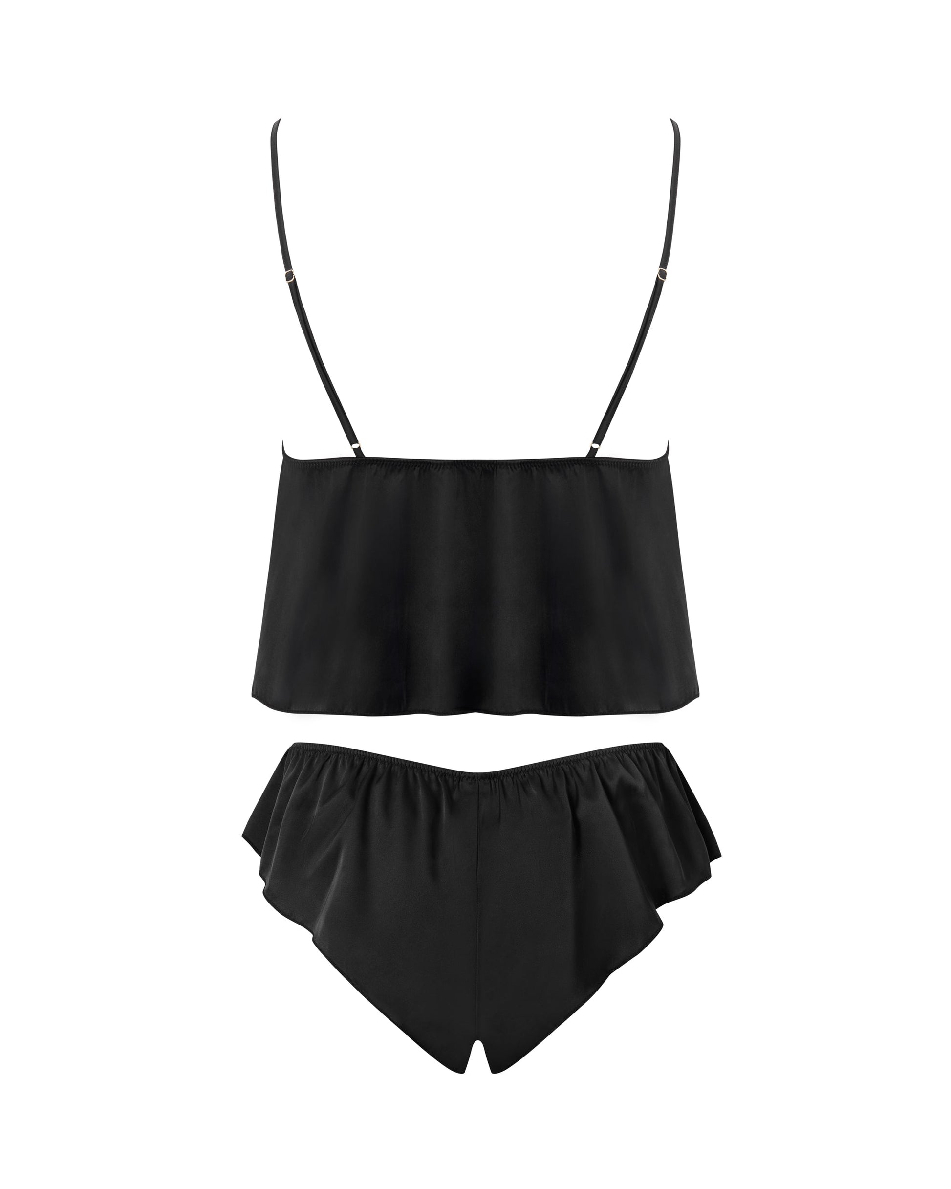  Sadiya Satin Sheer Cami And Short Set Black