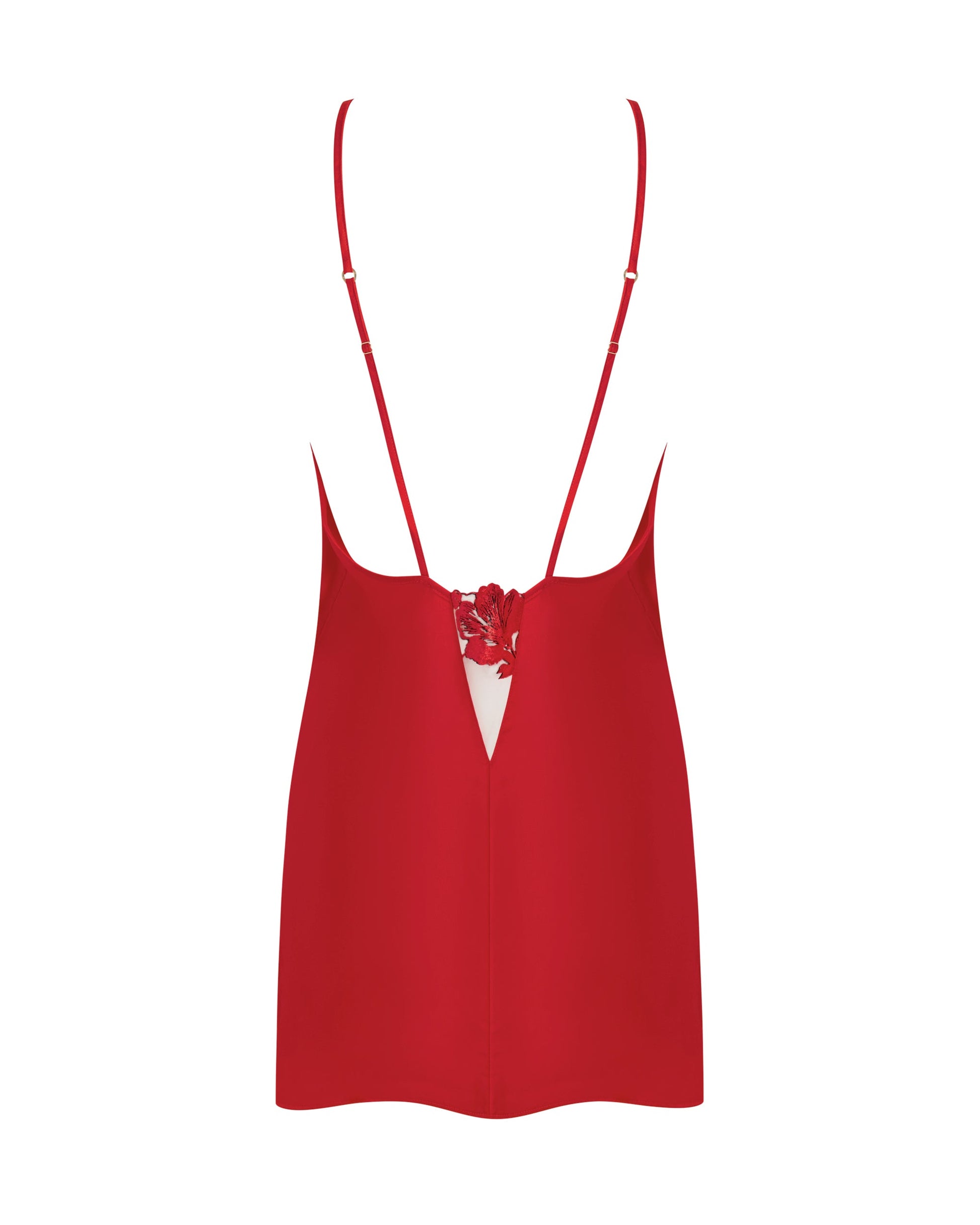  Lavanya Satin Embroidered Chemise Red