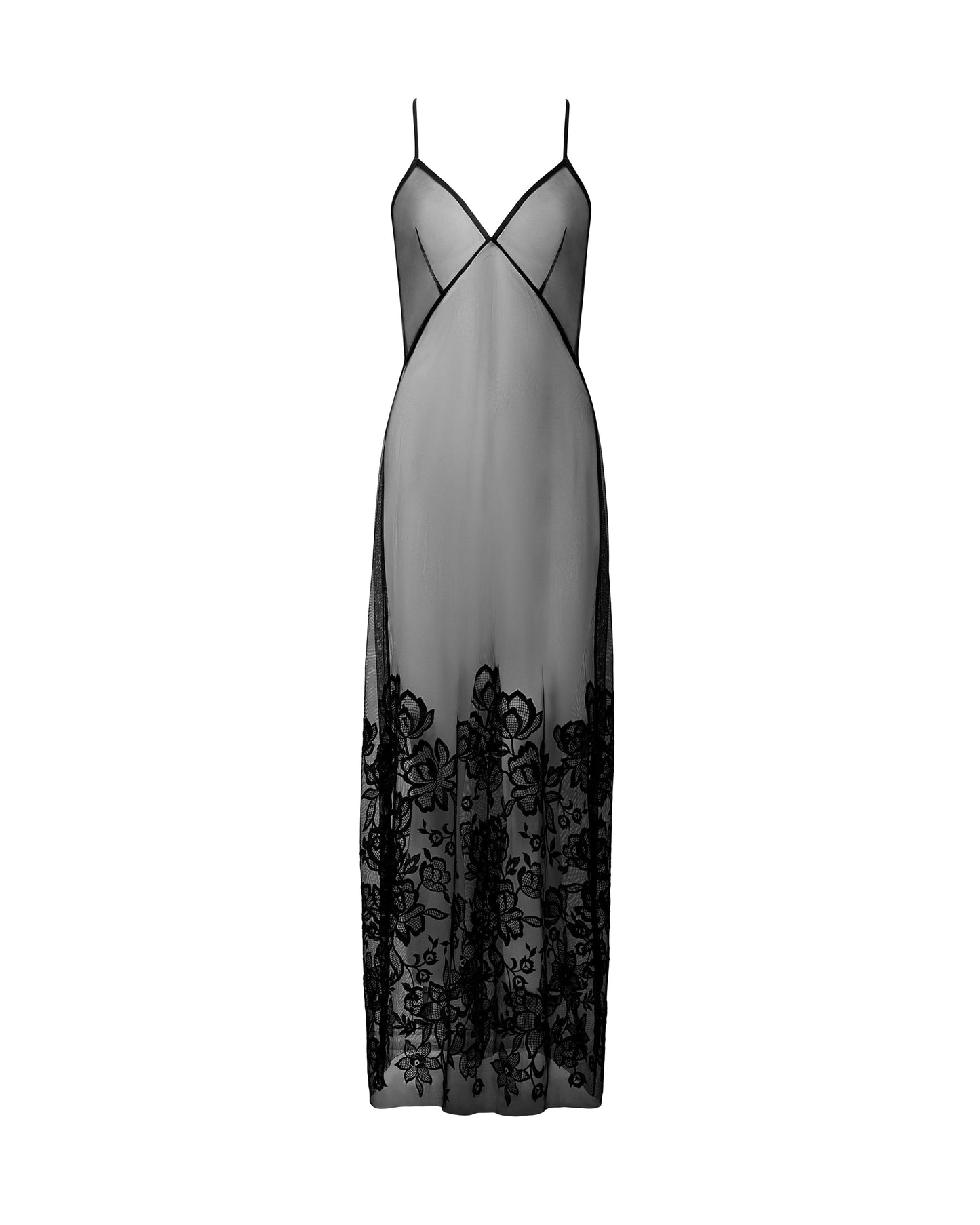  Penelope Sheer Long Chemise Black