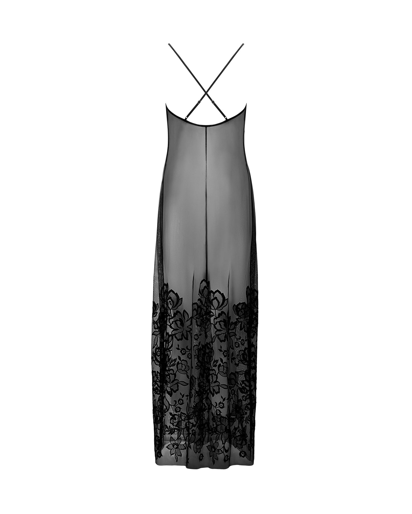  Penelope Sheer Long Chemise Black