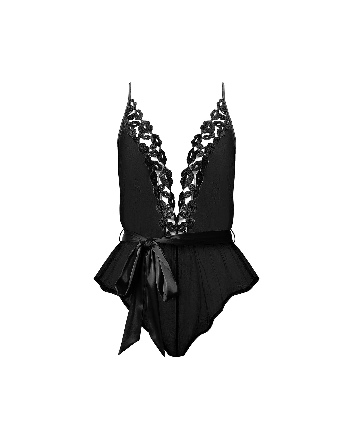  Marian Chiffon Embroidered Teddy Black