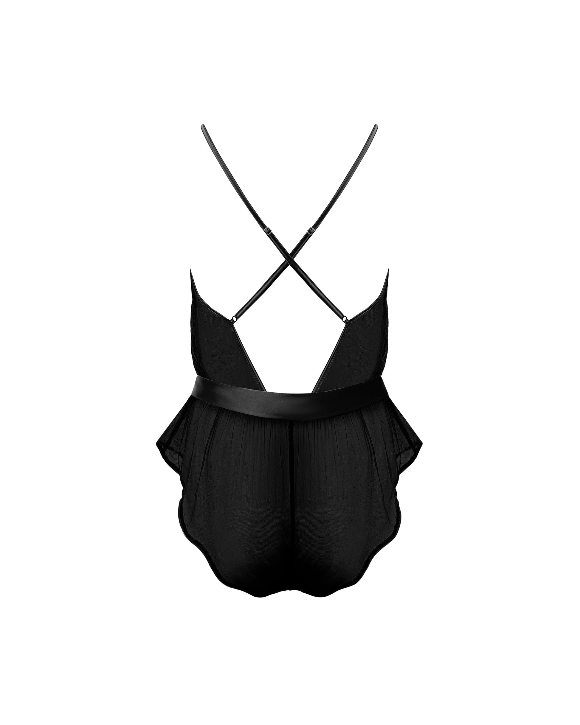  Marian Chiffon Embroidered Teddy Black