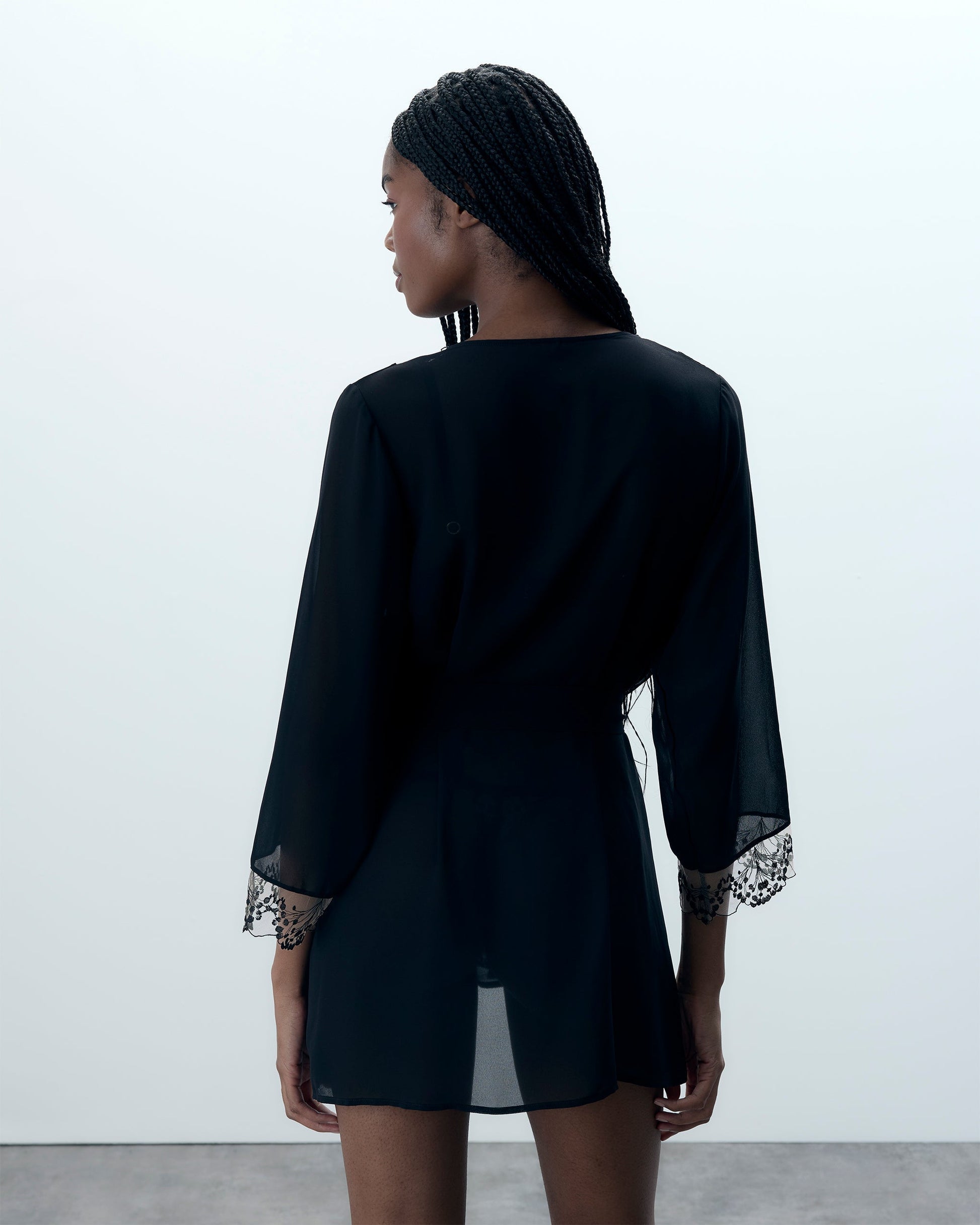  Marisa Chiffon Sheer Kimono Black
