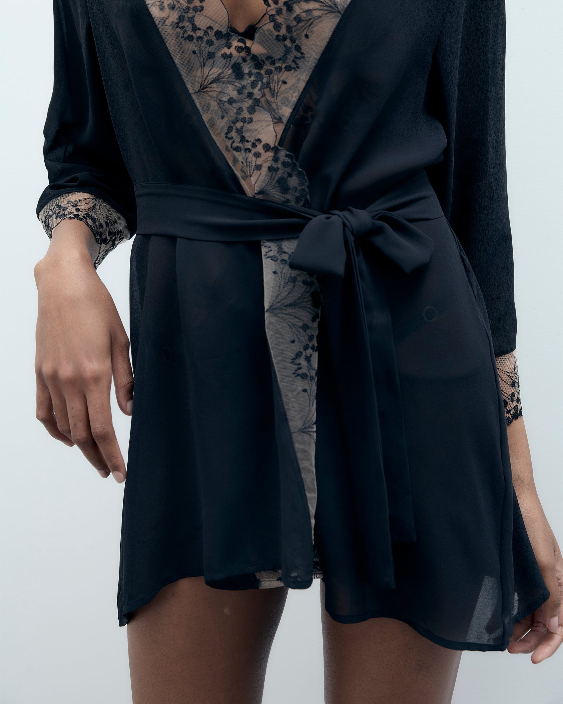  Marisa Chiffon Sheer Kimono Black