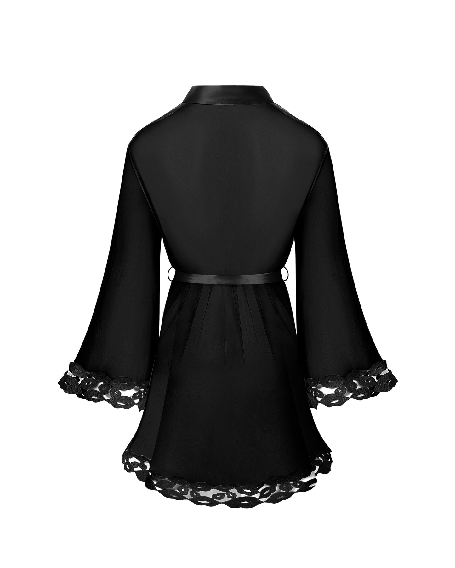  Marian Chiffon Embroidered Kimono Black