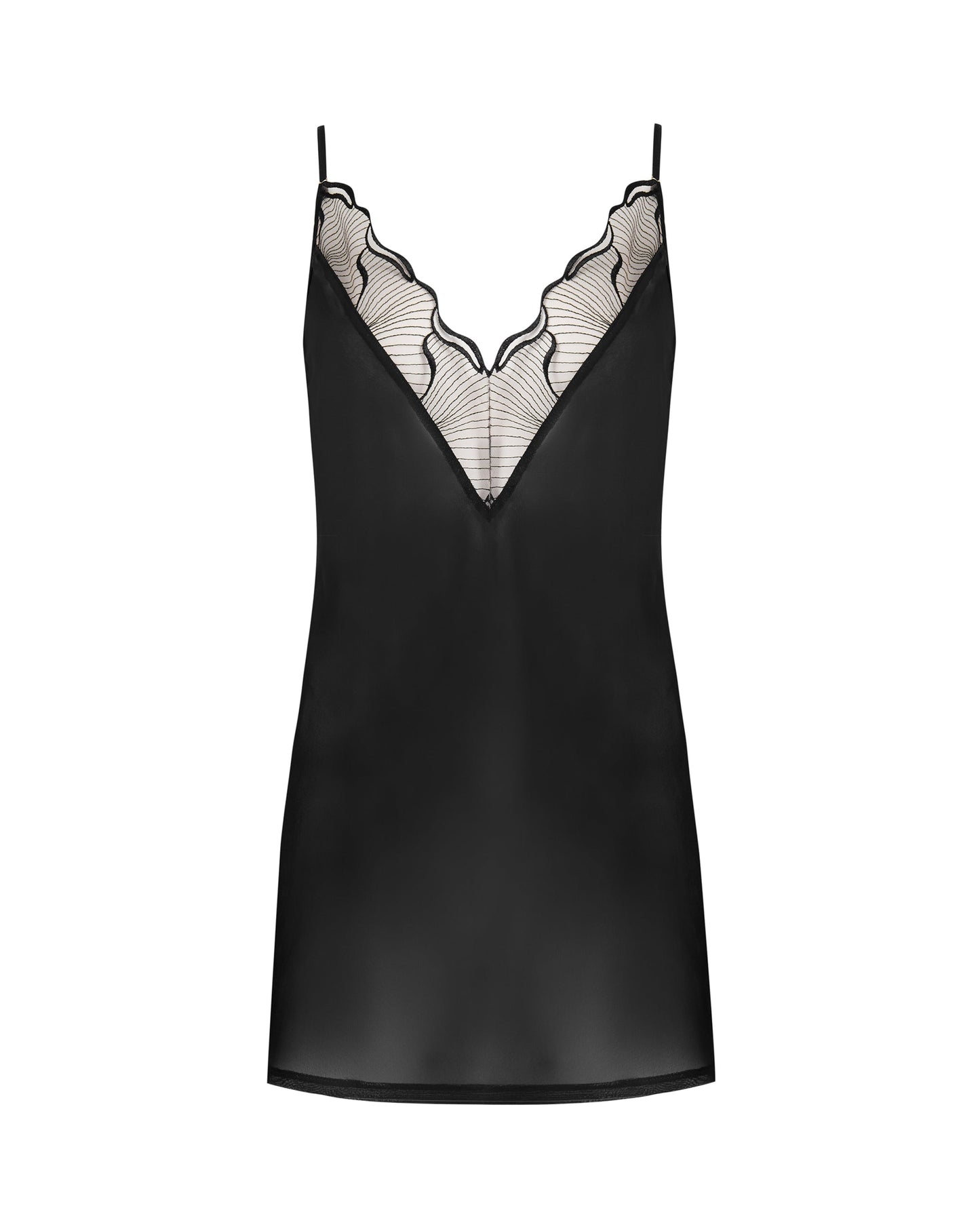  Marabel Chiffon Sheer Chemise Black