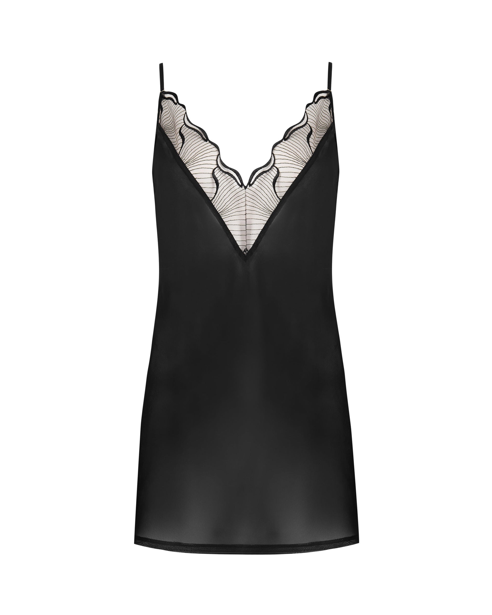  Marabel Chiffon Sheer Chemise Black