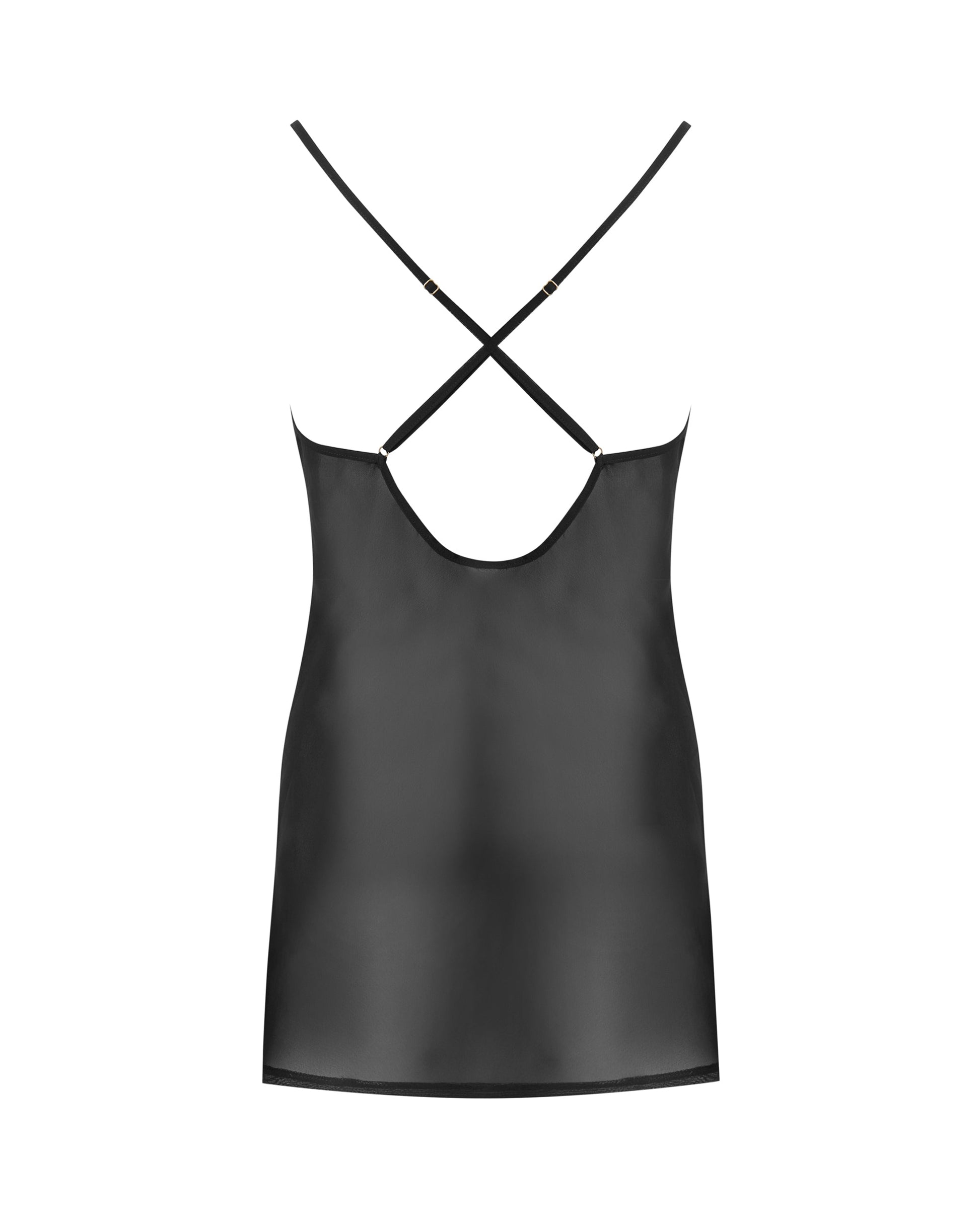  Marabel Chiffon Sheer Chemise Black