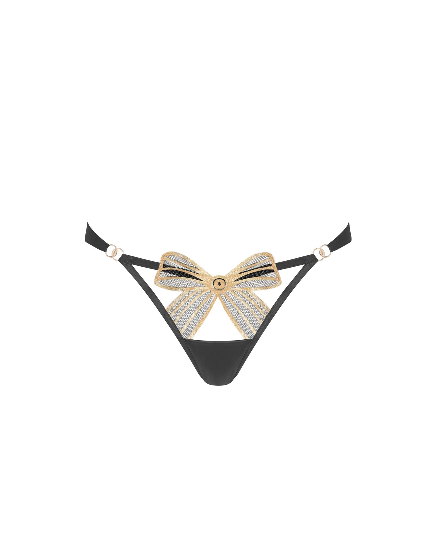  Annabel Open-Back Panties Black/Gold