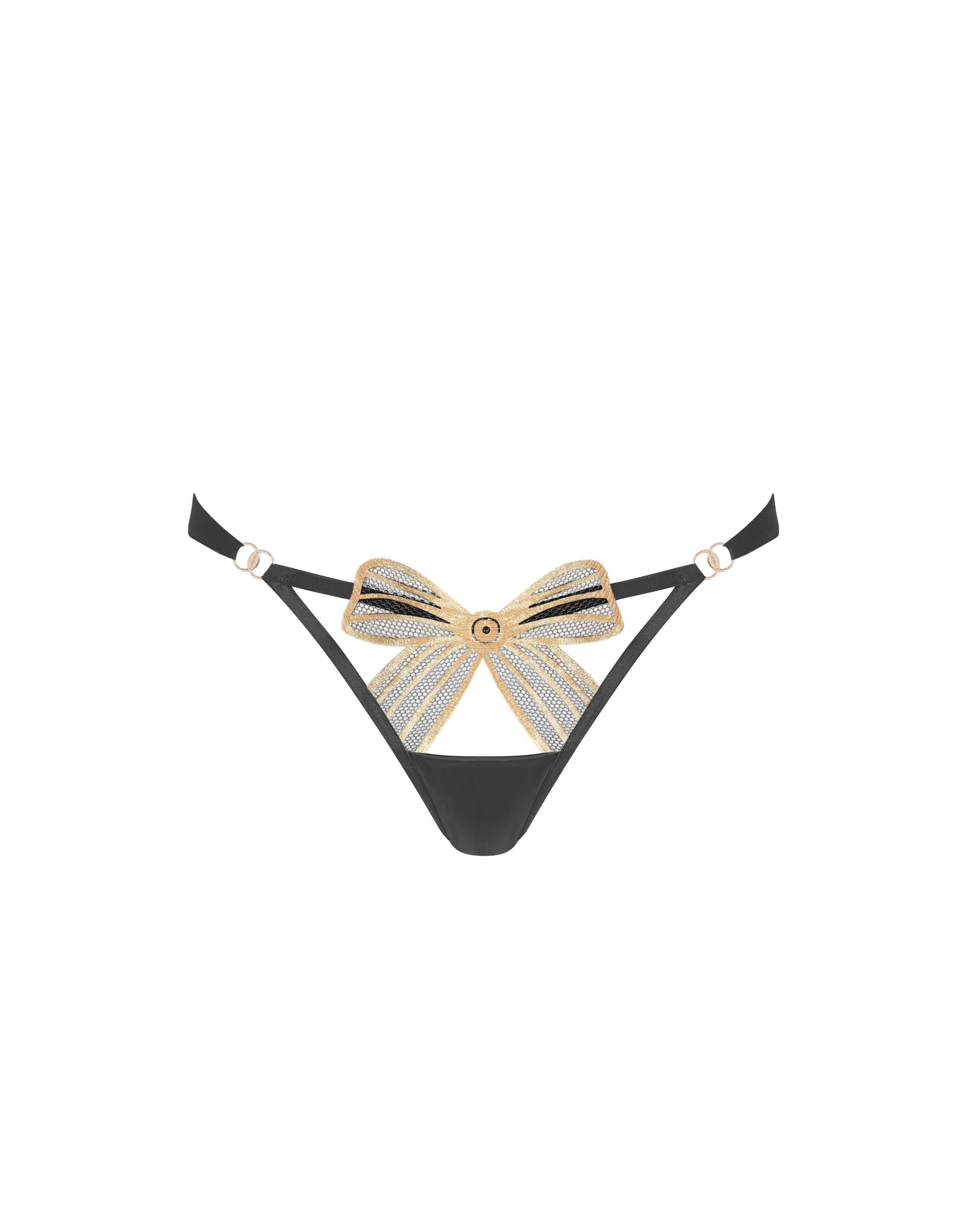  Annabel Open-Back Panties Black/Gold