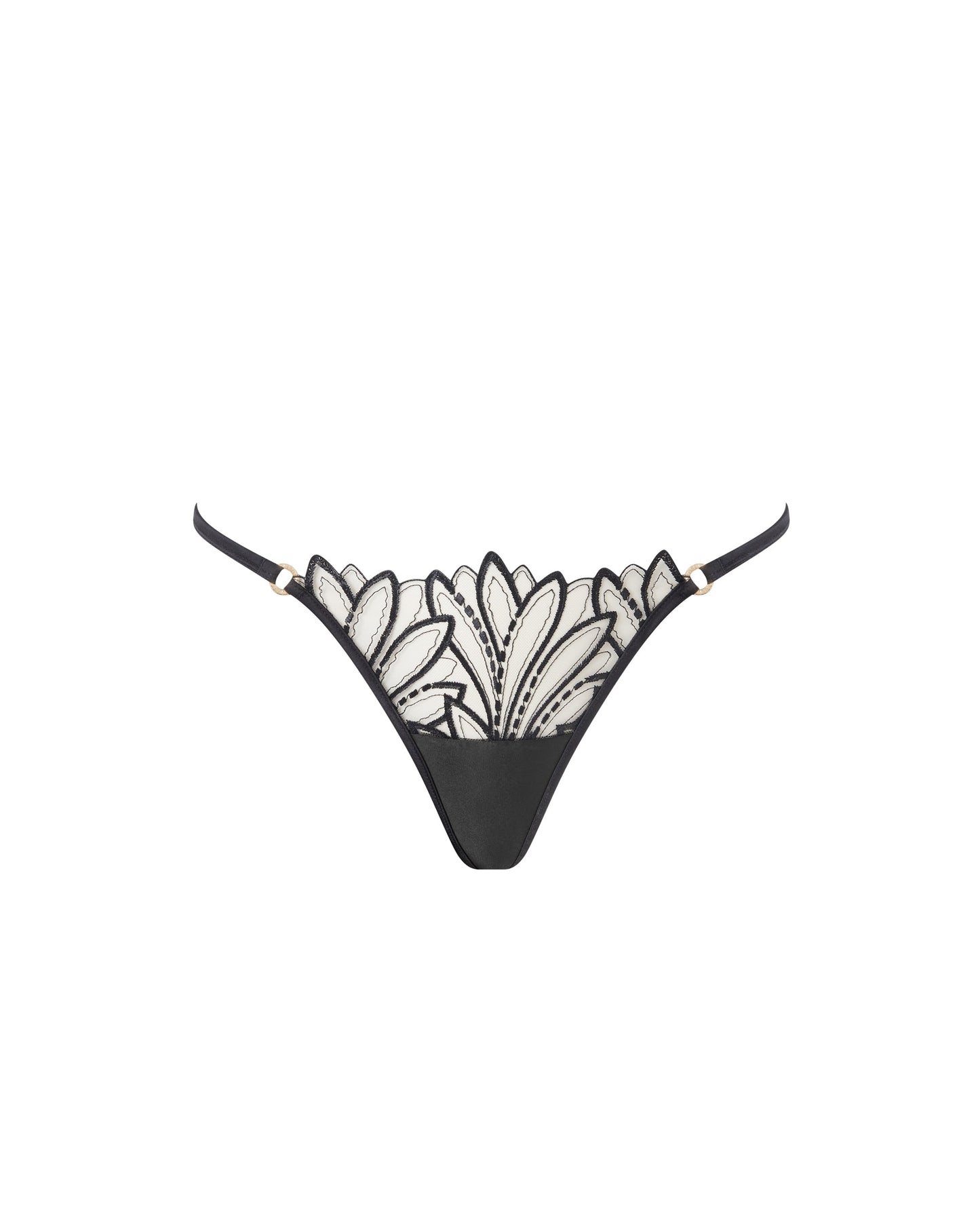  Pavlina Floral Embroidered Thong Black
