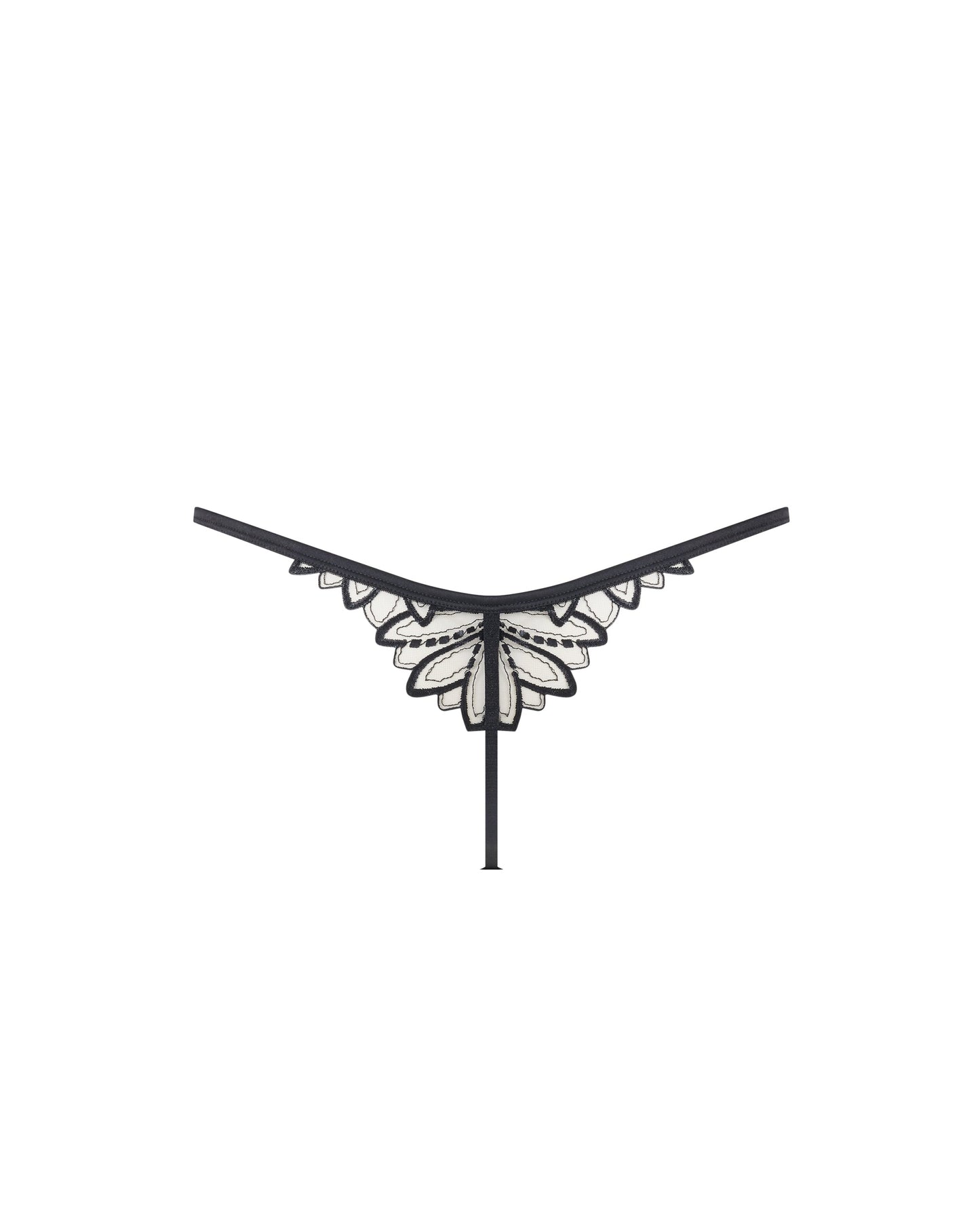  Pavlina Floral Embroidered Thong Black