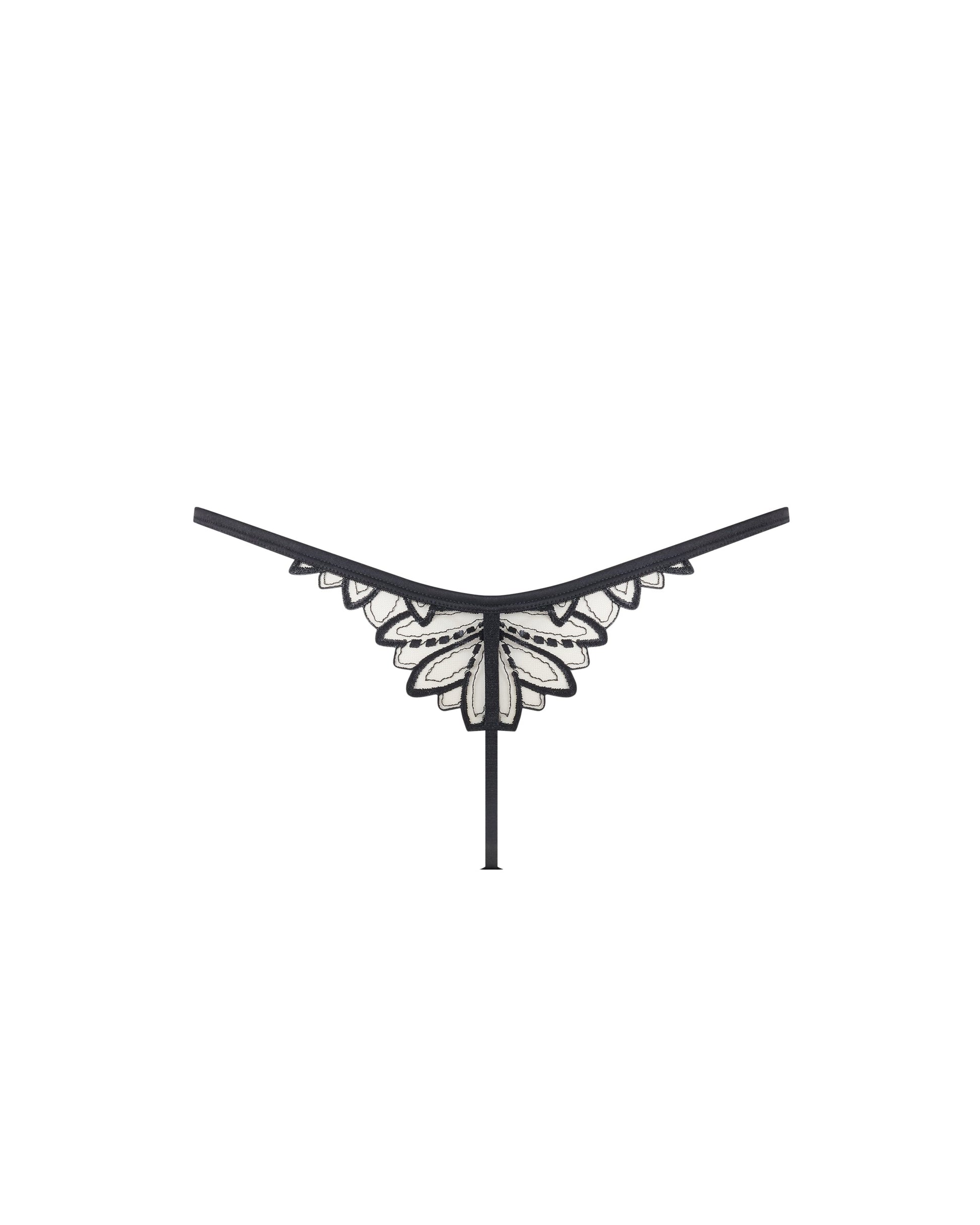  Pavlina Floral Embroidered Thong Black