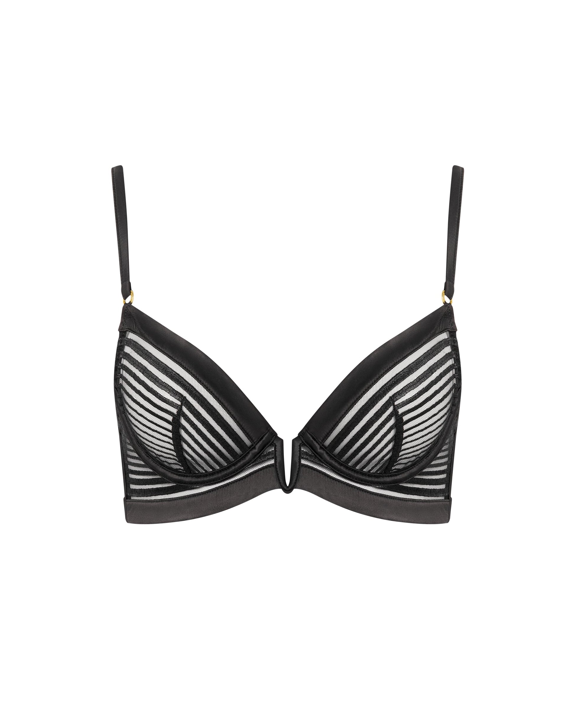  Flyn Embroidered Longline Bra Black