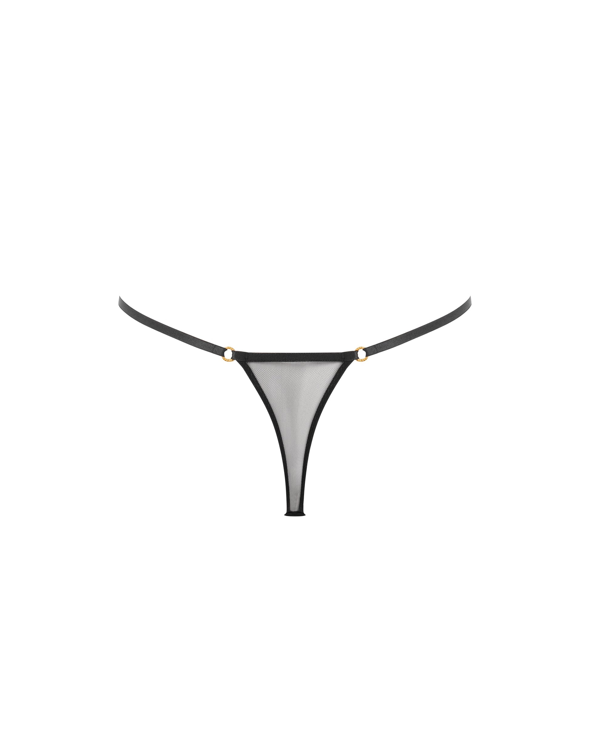  Flyn Embroidered Thong Black
