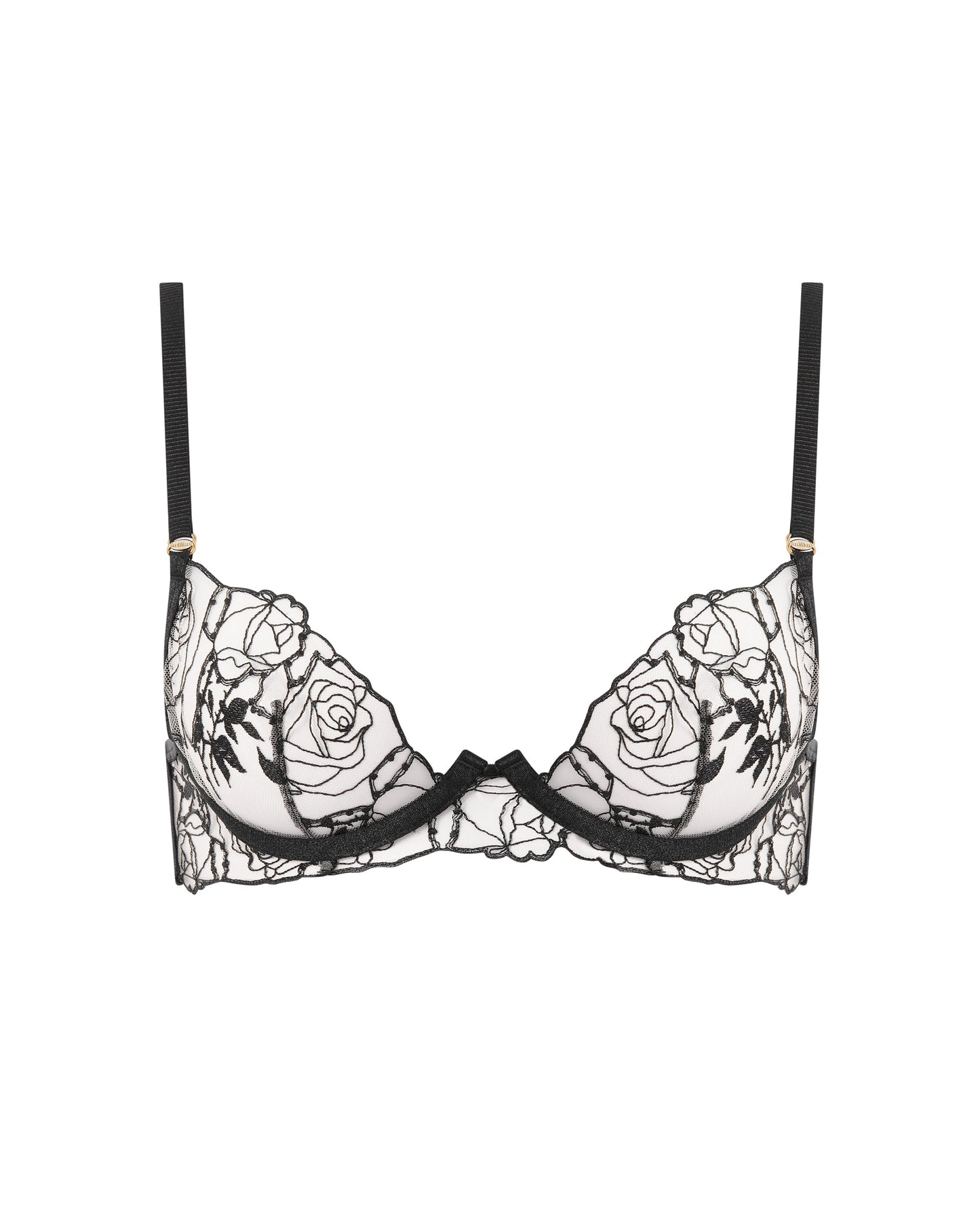  Rosalie Embroidered Plunge Bra Black