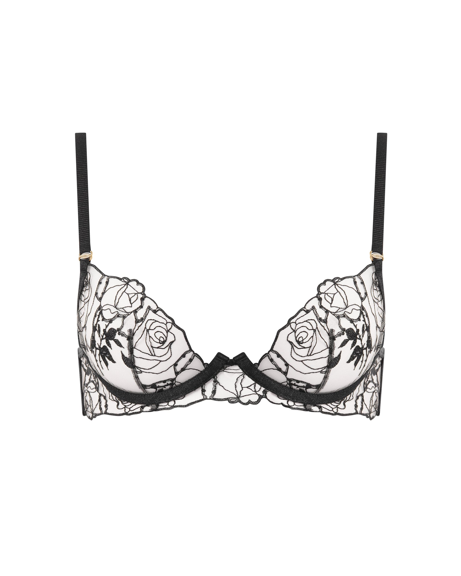  Rosalie Embroidered Plunge Bra Black